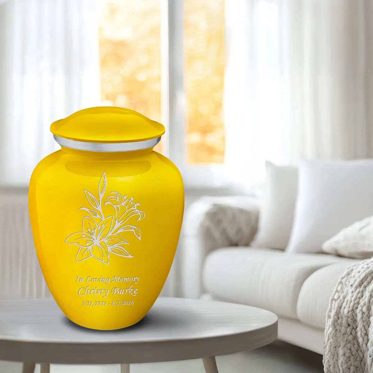 Adult Embrace Yellow Lily Cremation Urn