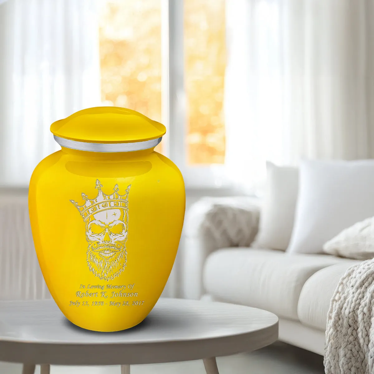 Adult Embrace Yellow Skull Cremation Urn