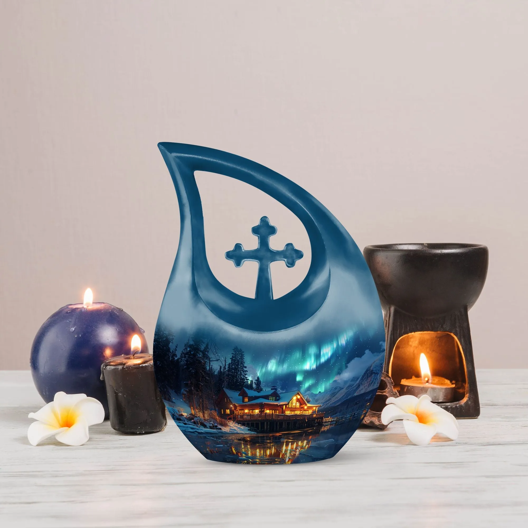 Affordable Aurora Borealis Cremation Memorial - Cremation Urn