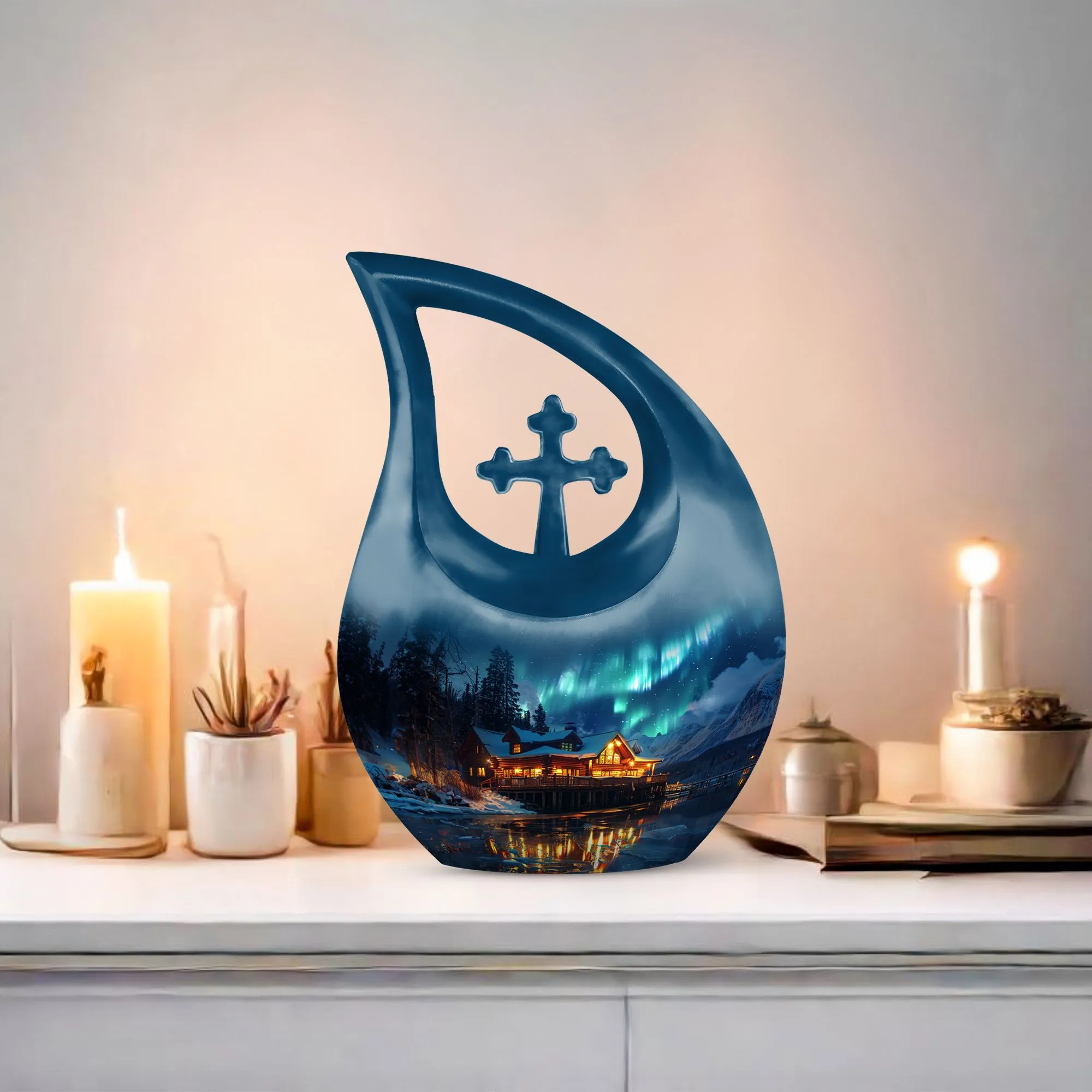 Affordable Aurora Borealis Cremation Memorial - Cremation Urn