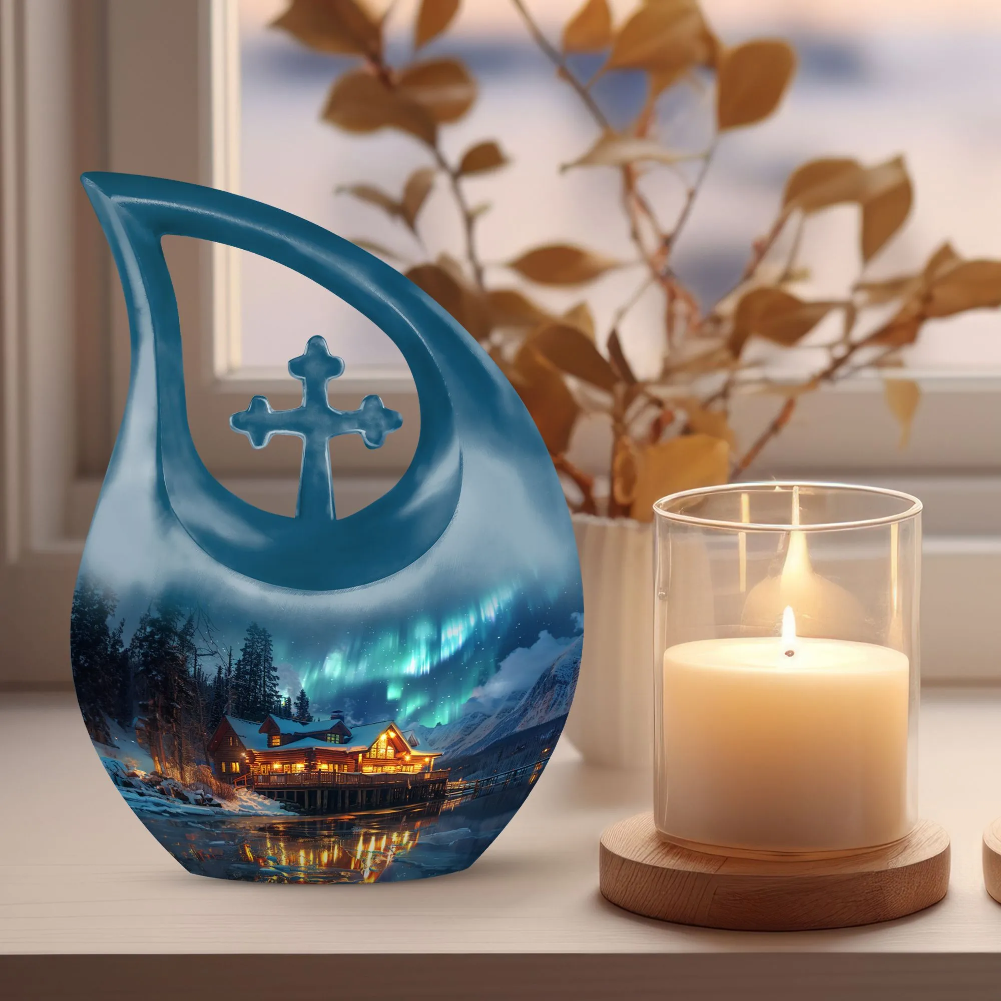 Affordable Aurora Borealis Cremation Memorial - Cremation Urn
