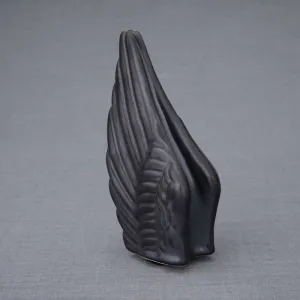 Angel Wings Sculpture Ceramic Cremation Urn in Black - Small Sharing Keepsake Urn