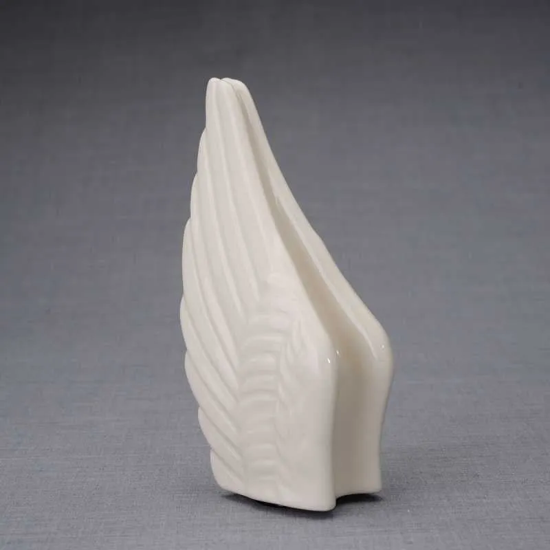 Angel Wings Sculpture Ceramic Cremation Urn in Transparent - Small Sharing Keepsake Urn