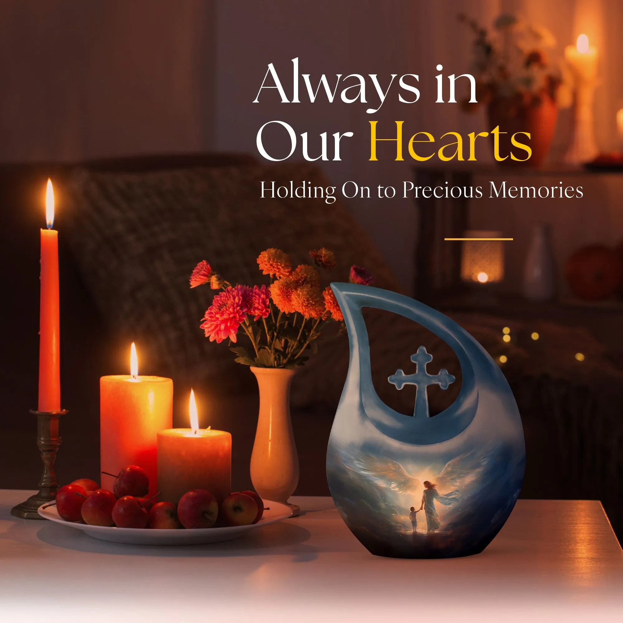 Angels Urn - Personalized Cross Drop Design Memorial Urn