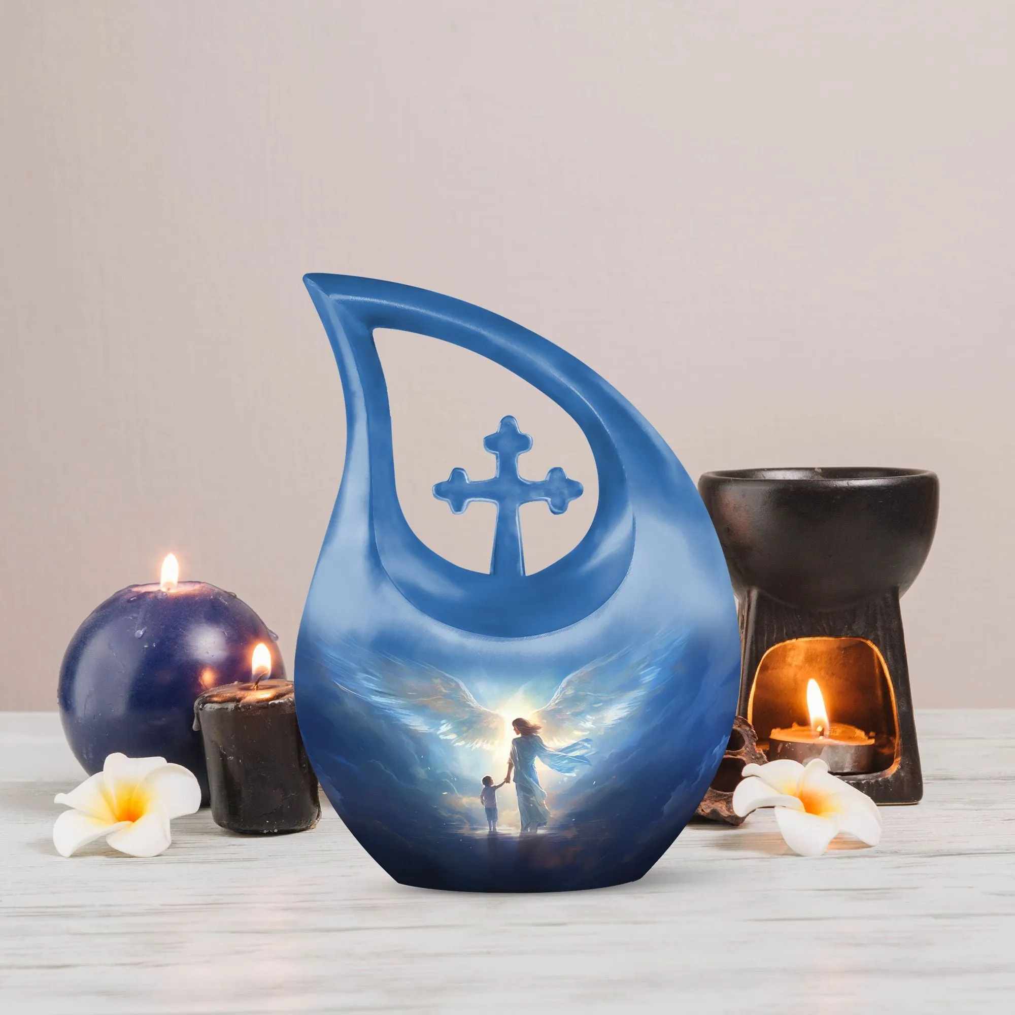 Angels Urn - Personalized Cross Drop Design Memorial Urn