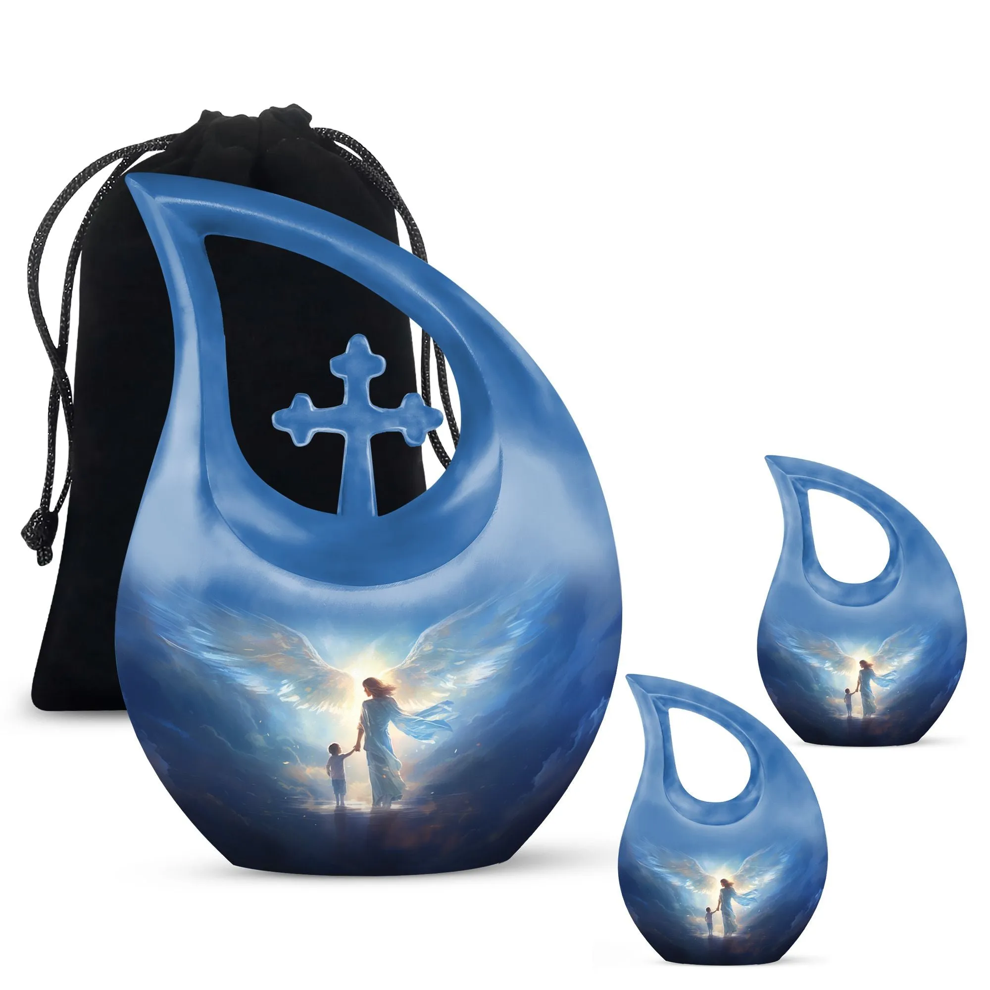 Angels Urn - Personalized Cross Drop Design Memorial Urn