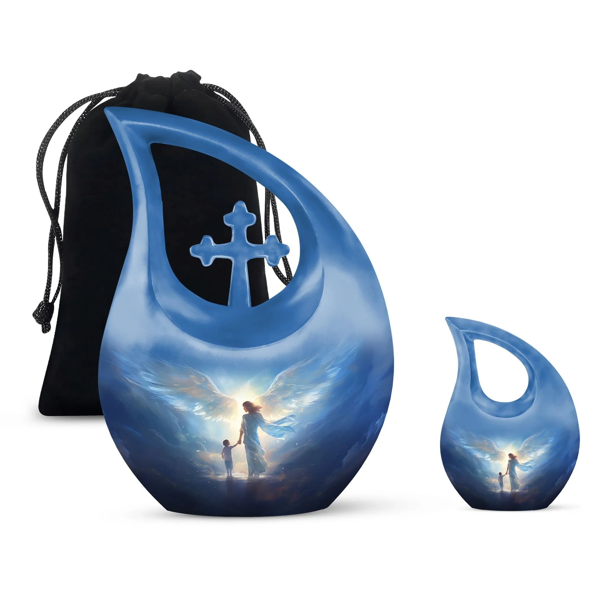 Angels Urn - Personalized Cross Drop Design Memorial Urn