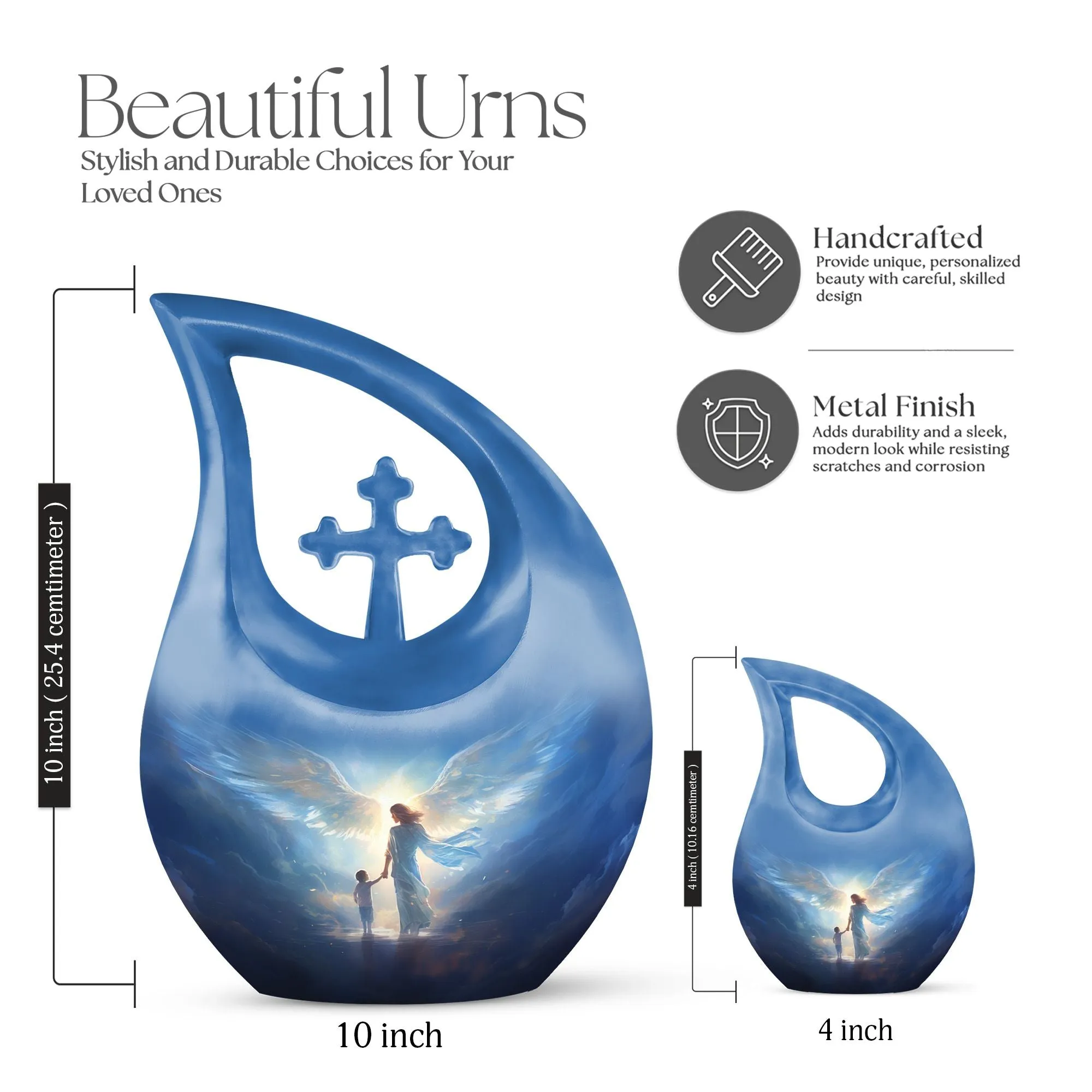 Angels Urn - Personalized Cross Drop Design Memorial Urn