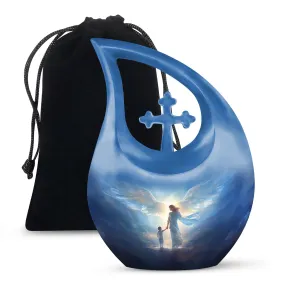 Angels Urn - Personalized Cross Drop Design Memorial Urn