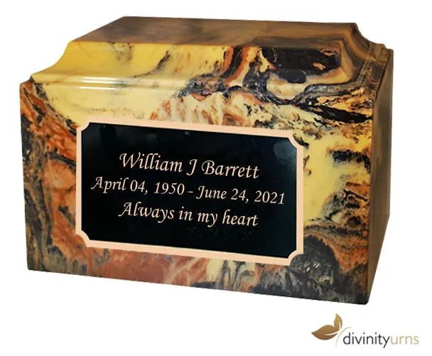 Antique Gold Cultured Marble Cremation Urn