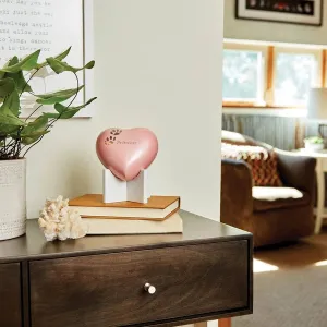 Arielle Pink Pearl Paw Heart Pet Cremation Urn | Holds up to a 20 # Pet