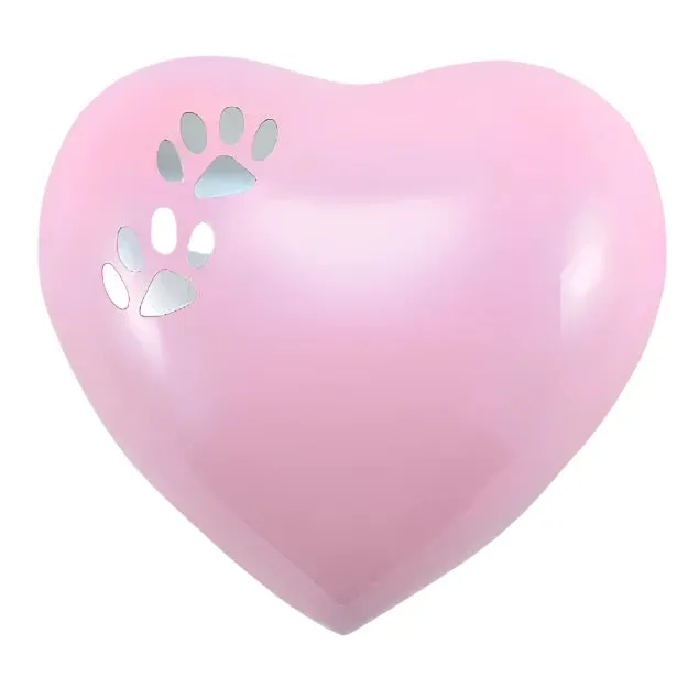 Arielle Pink Pearl Paw Heart Pet Cremation Urn | Holds up to a 20 # Pet