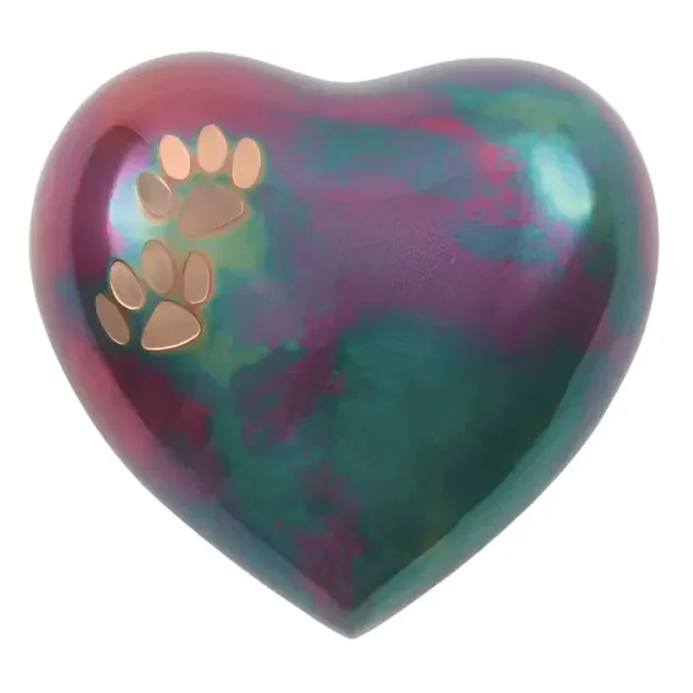 Arielle Raku Heart Large Cremation Urn | Heart Keepsake | Holds up to a 20 # Pet