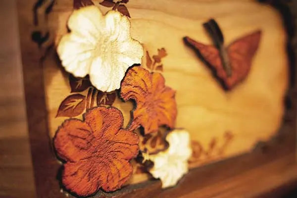 Astoria Butterfly Cremation Urn with Dimensional Art Inlay