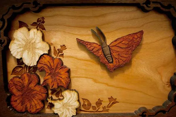 Astoria Butterfly Cremation Urn with Dimensional Art Inlay