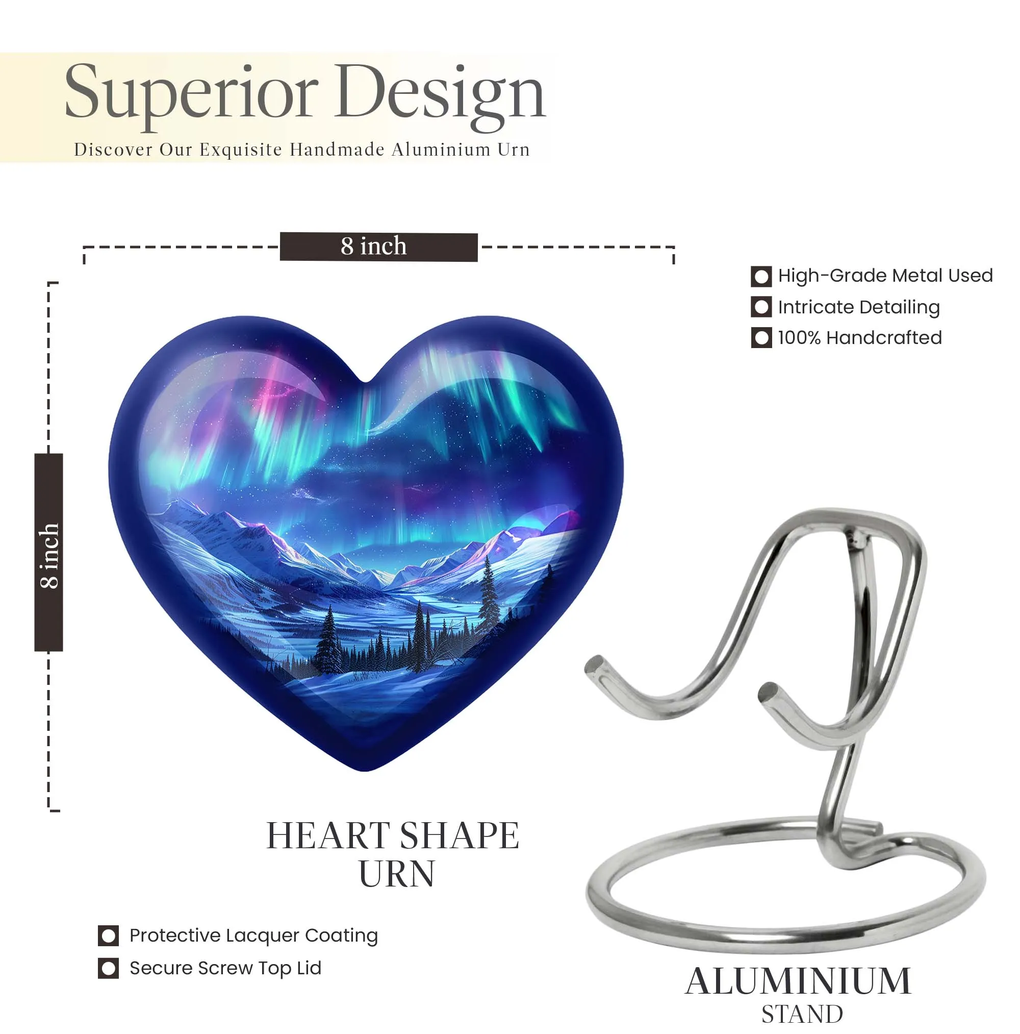 Aurora-Spirit Adore: Abstract Heart-Centered Medium Cremation Urn