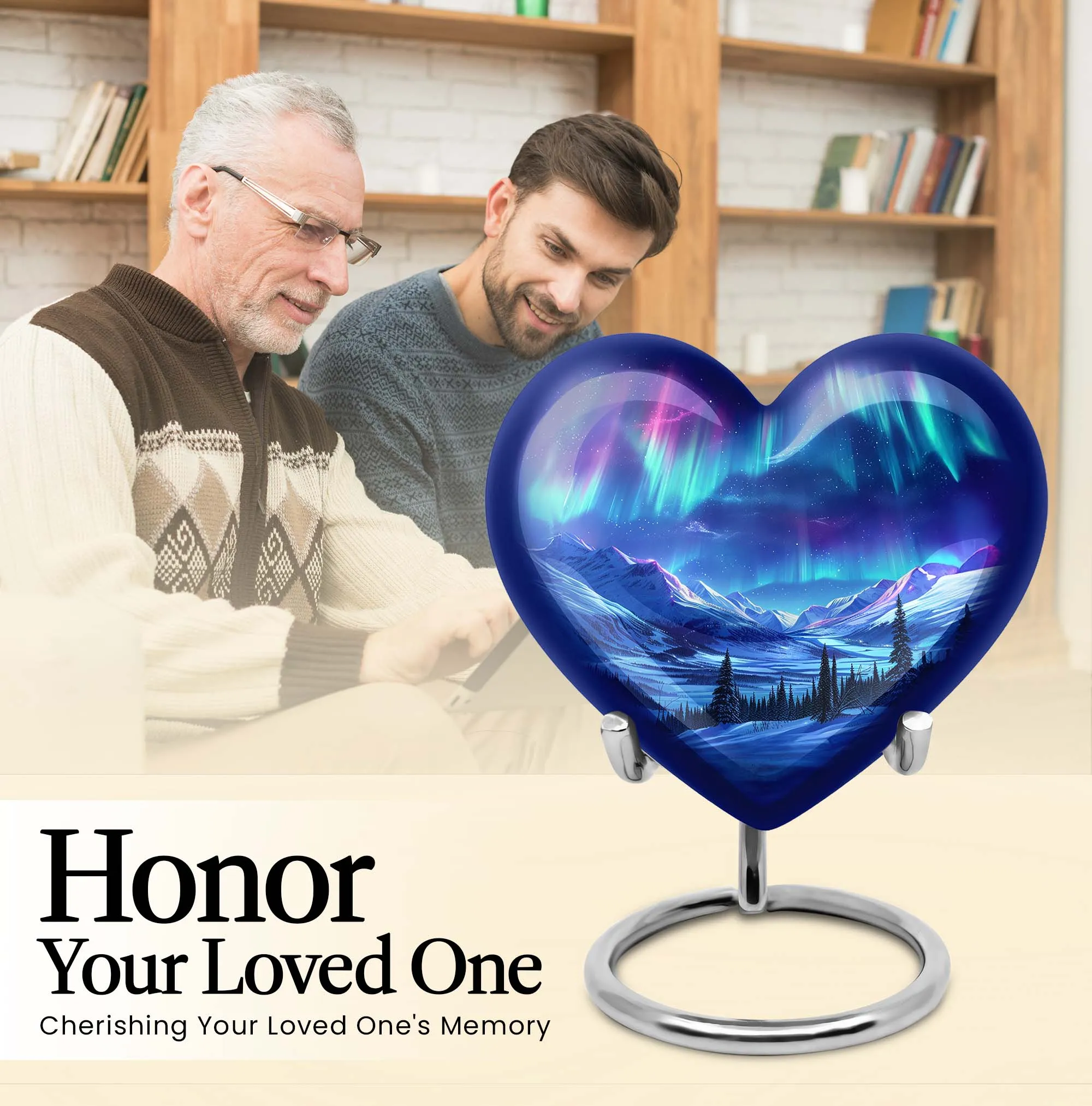 Aurora-Spirit Adore: Abstract Heart-Centered Medium Cremation Urn