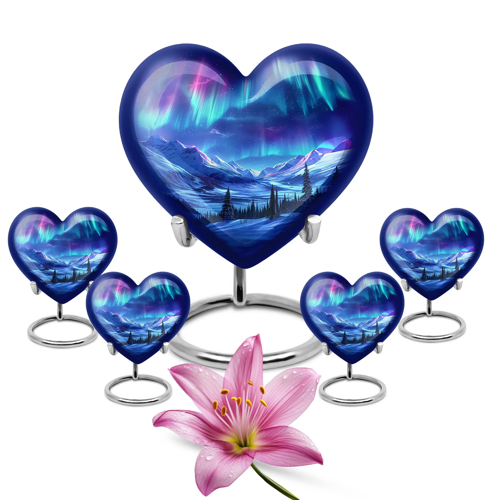 Aurora-Spirit Adore: Abstract Heart-Centered Medium Cremation Urn
