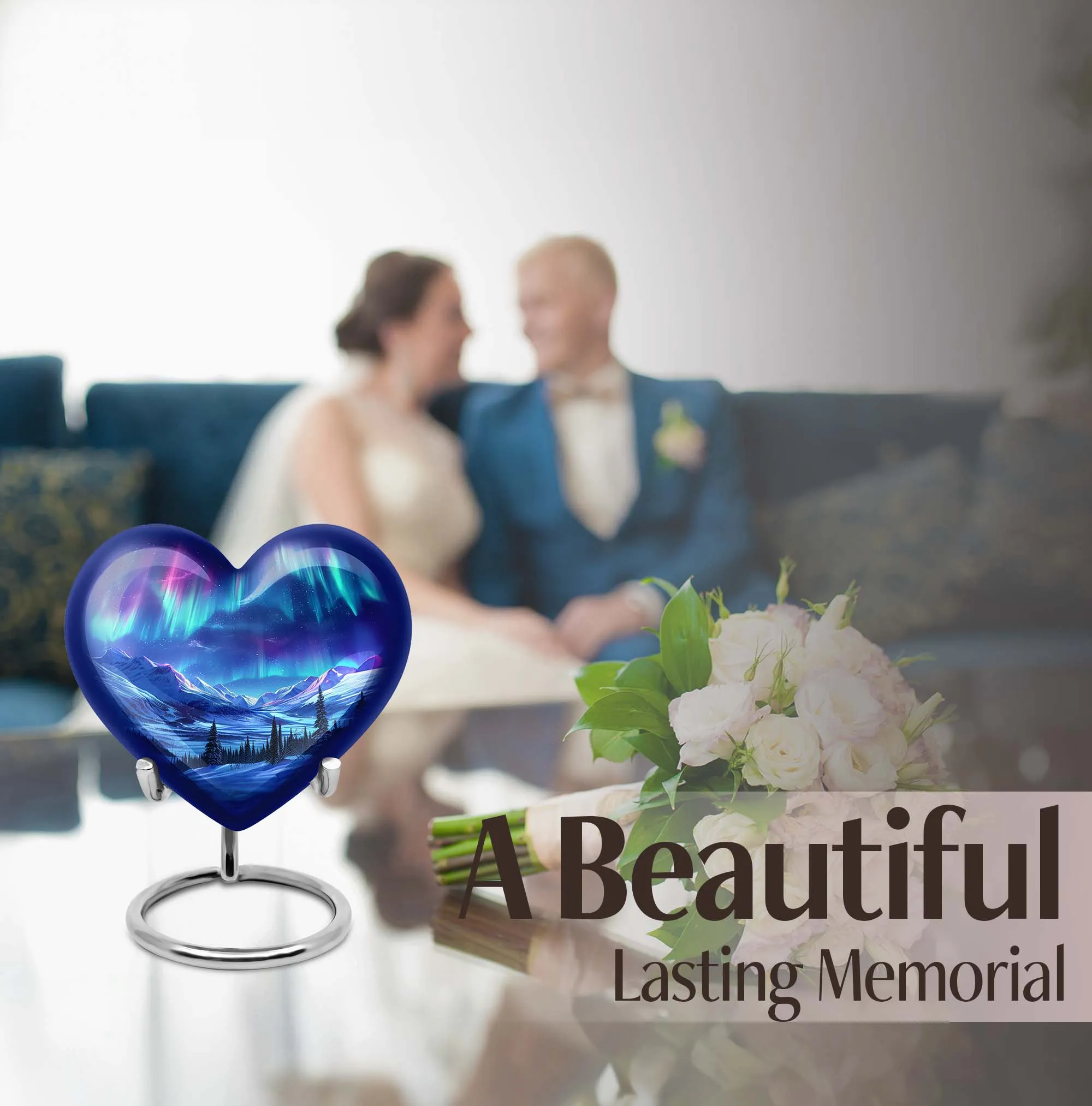 Aurora-Spirit Adore: Abstract Heart-Centered Medium Cremation Urn