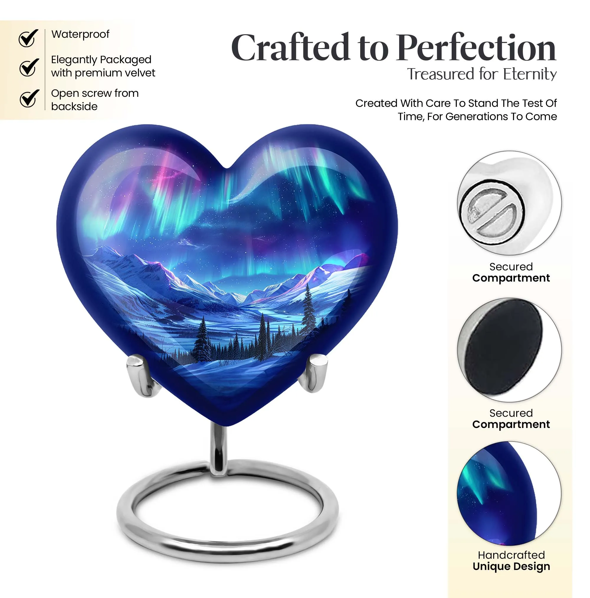 Aurora-Spirit Adore: Abstract Heart-Centered Medium Cremation Urn