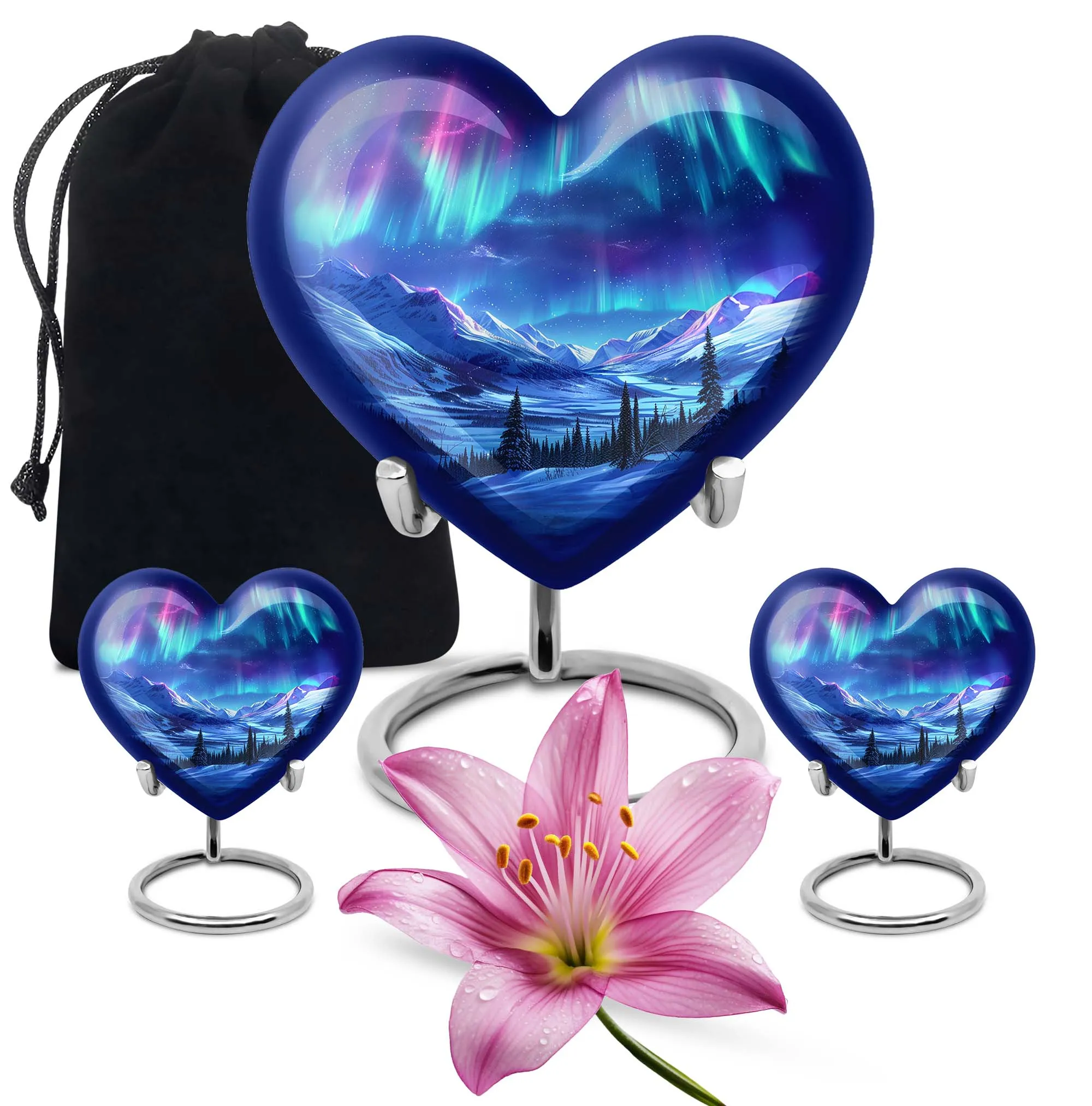 Aurora-Spirit Adore: Abstract Heart-Centered Medium Cremation Urn
