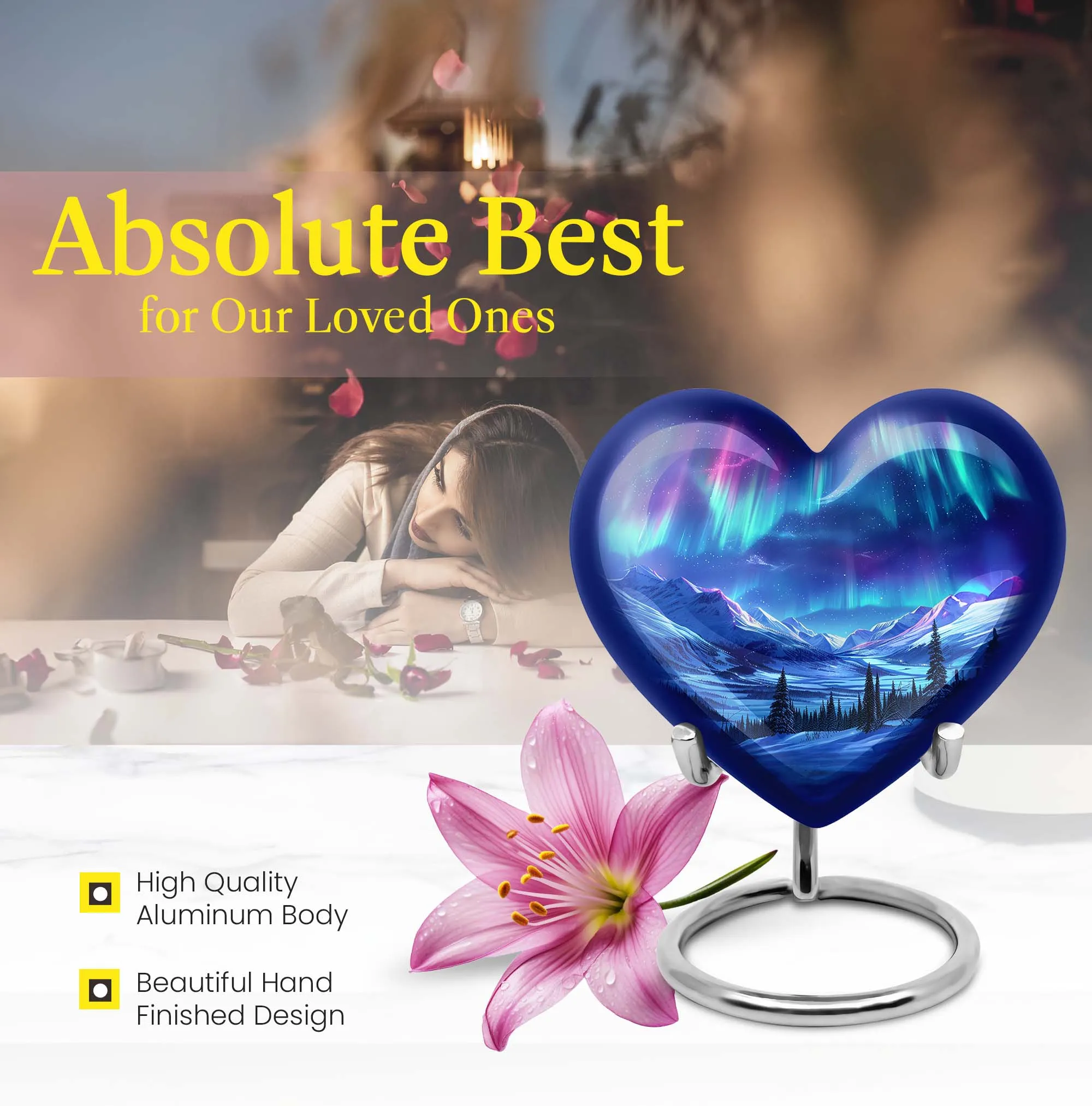 Aurora-Spirit Adore: Abstract Heart-Centered Medium Cremation Urn