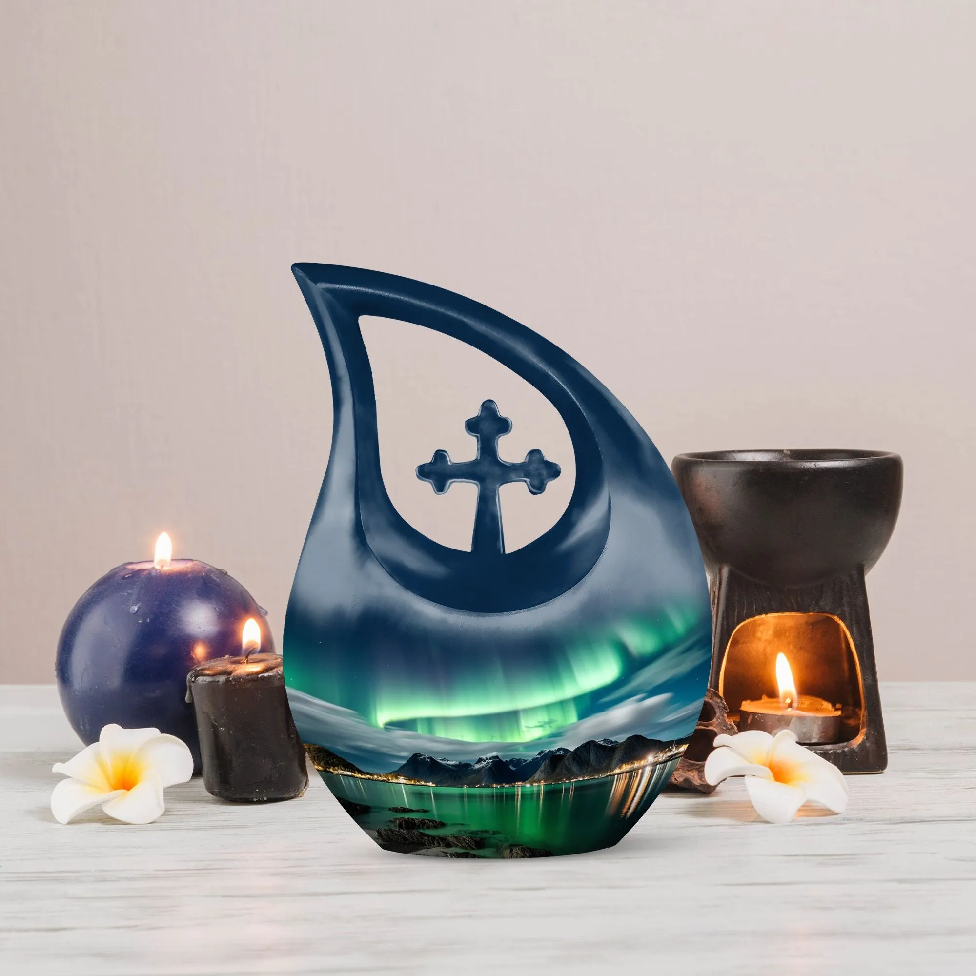 Aurora Urn -  10 Inch Aluminium Memorial Cremation Urn For Ashes