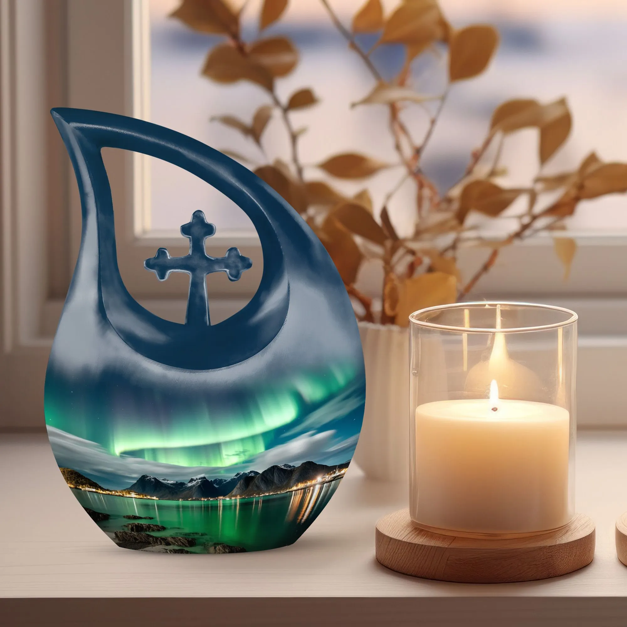 Aurora Urn -  10 Inch Aluminium Memorial Cremation Urn For Ashes