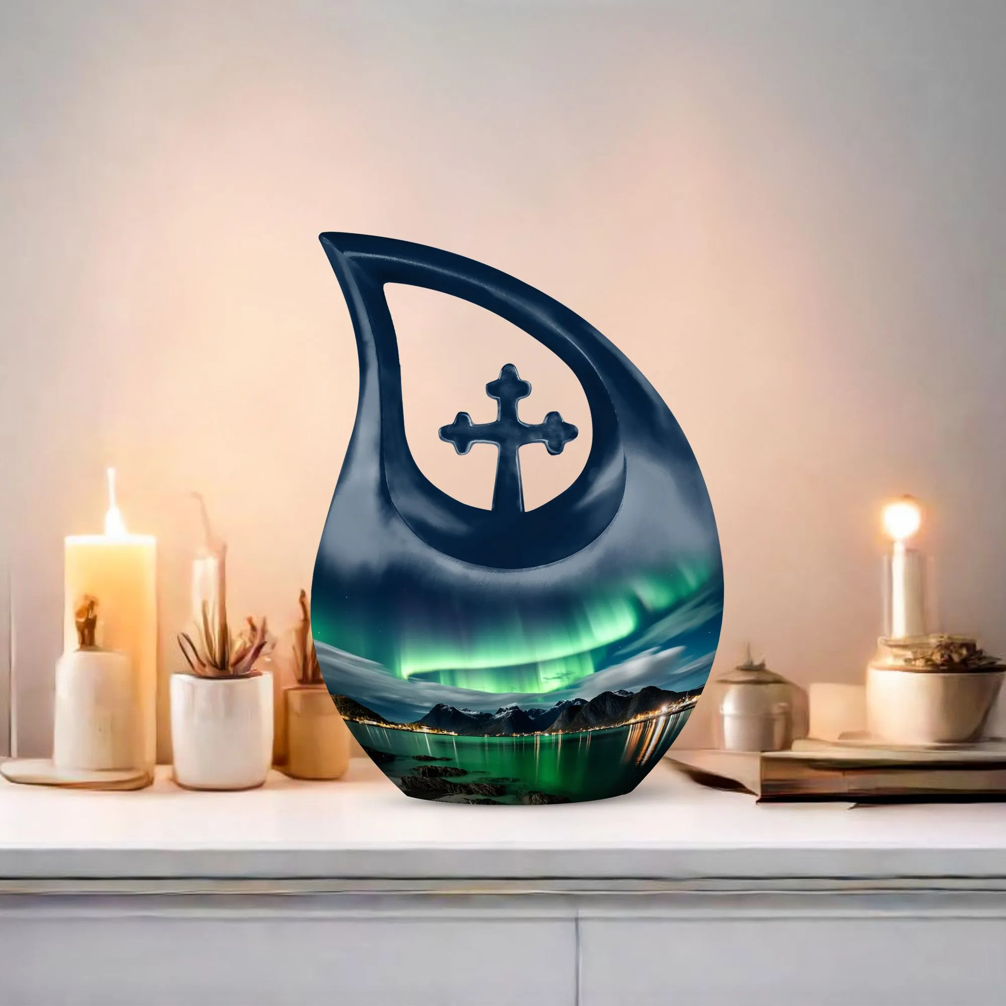 Aurora Urn -  10 Inch Aluminium Memorial Cremation Urn For Ashes