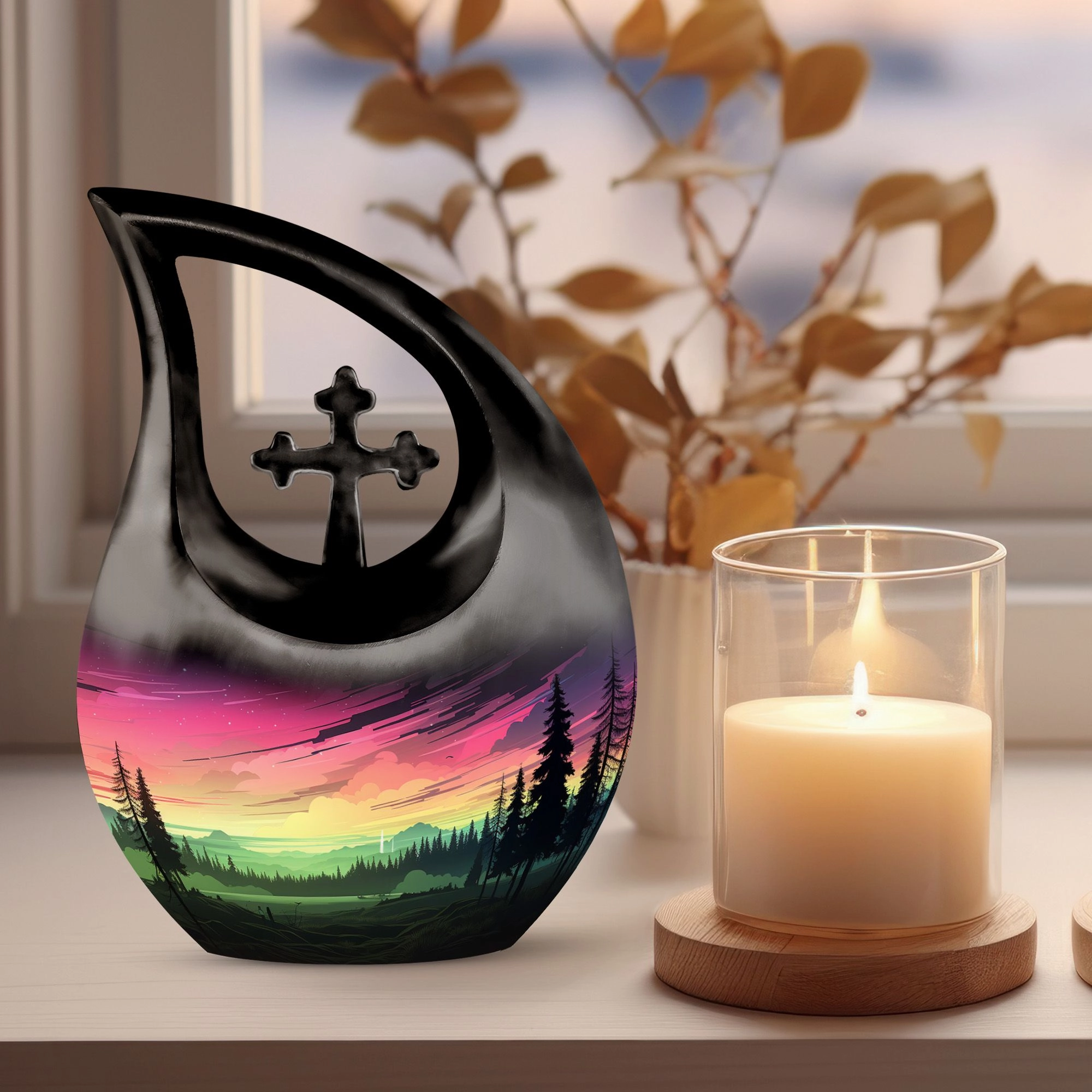 Aurora Urn Tribute - Delicate Cross Drop Keepsake for Cherished
