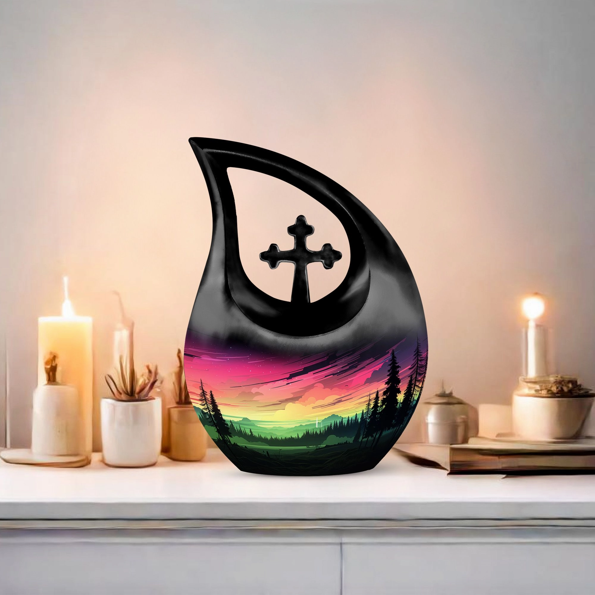 Aurora Urn Tribute - Delicate Cross Drop Keepsake for Cherished
