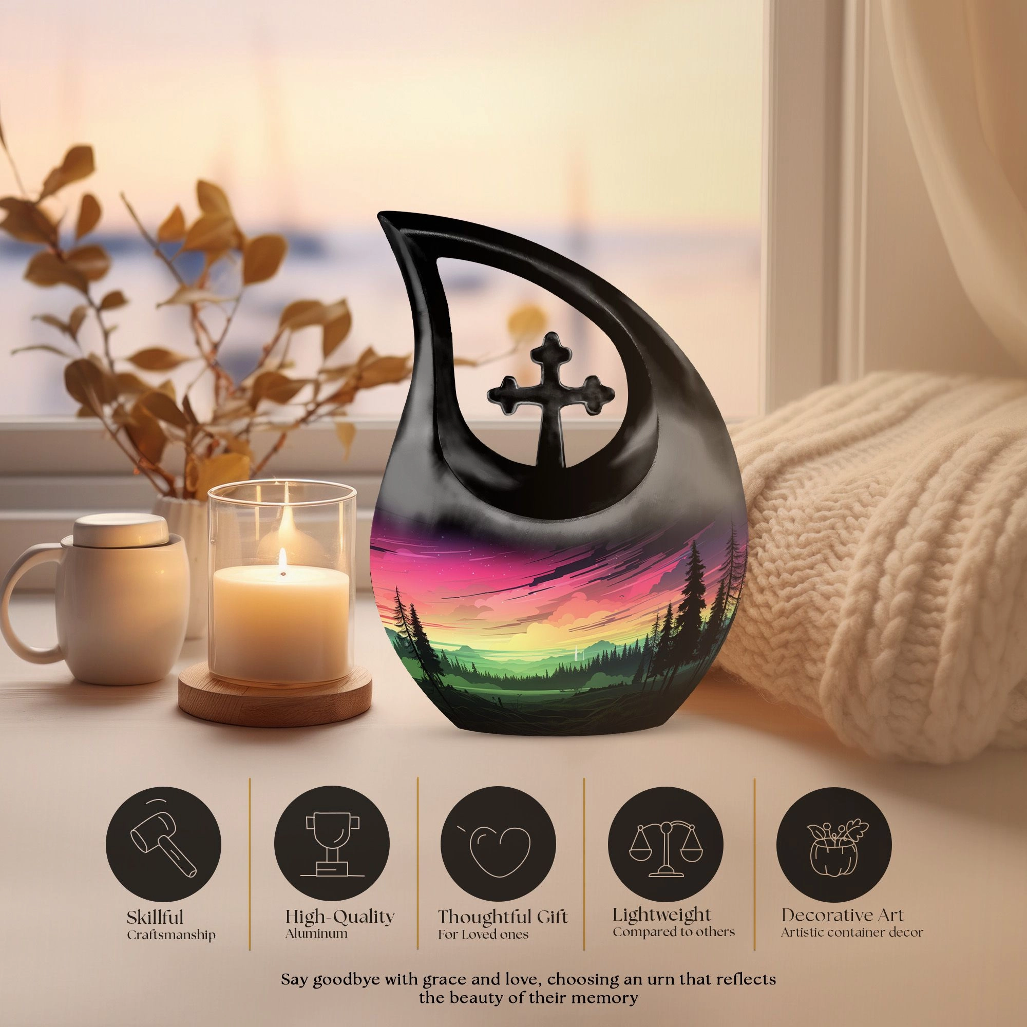 Aurora Urn Tribute - Delicate Cross Drop Keepsake for Cherished
