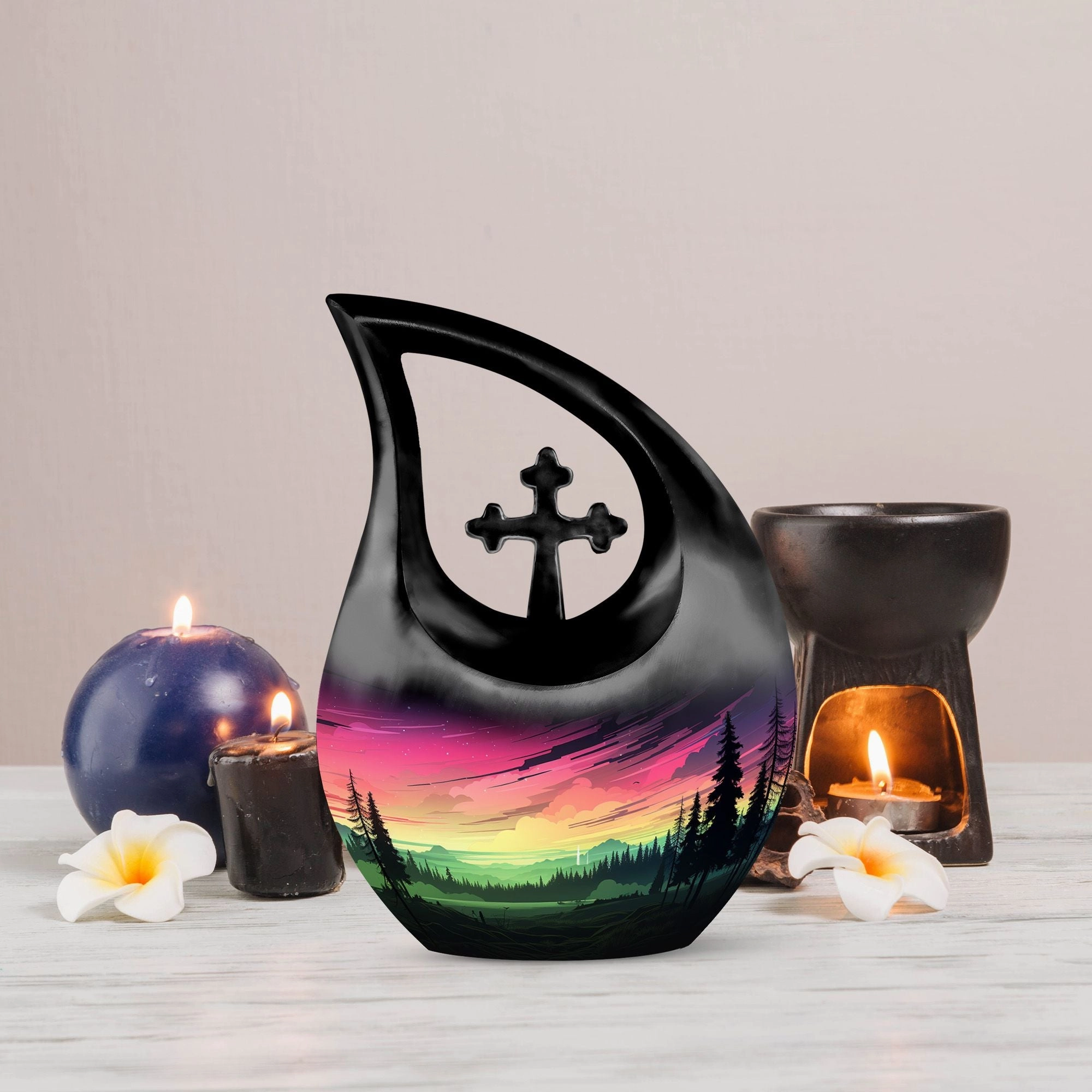 Aurora Urn Tribute - Delicate Cross Drop Keepsake for Cherished