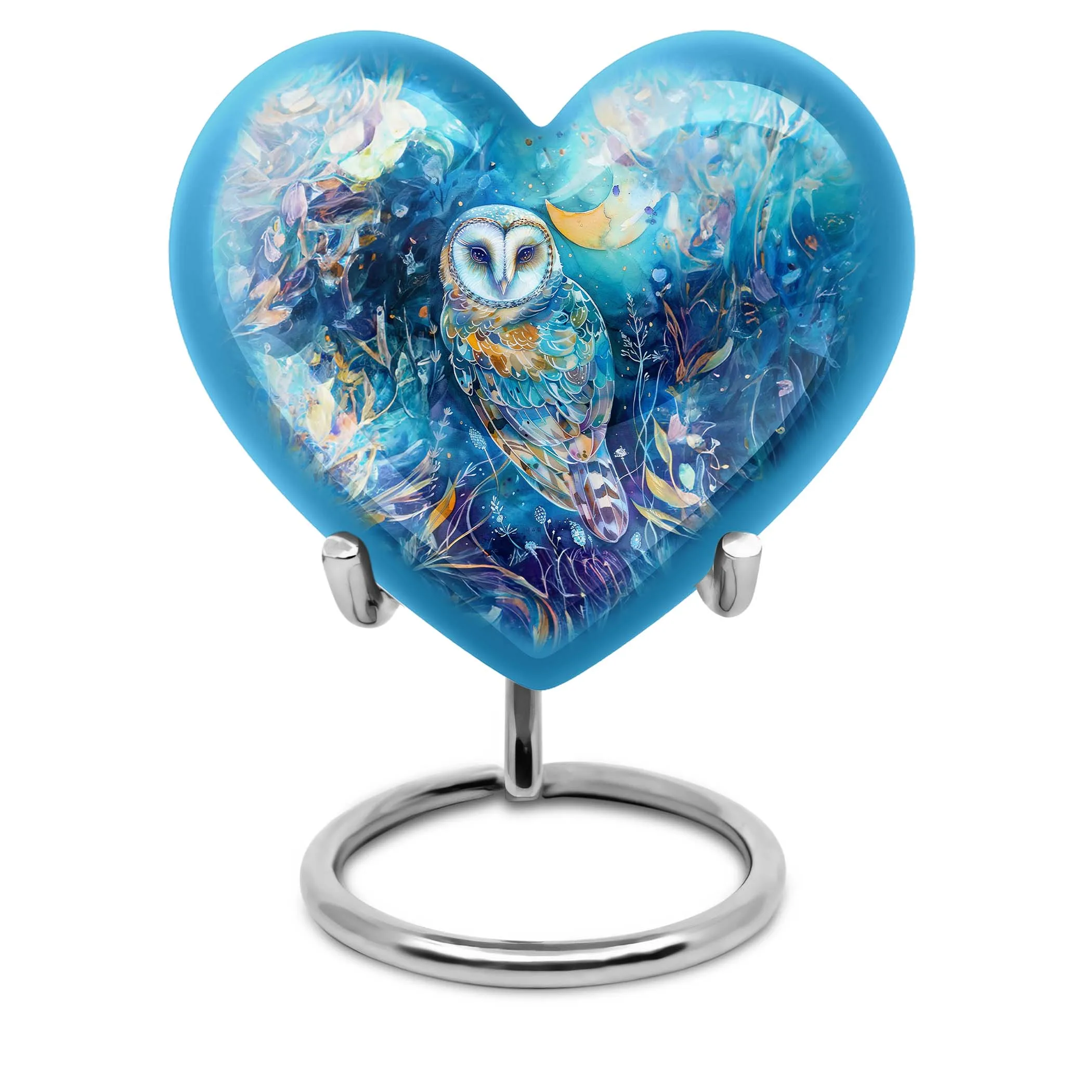 Barn Owl Heart Memorial Urn - 10 Inch Legendry Aluminium Urn