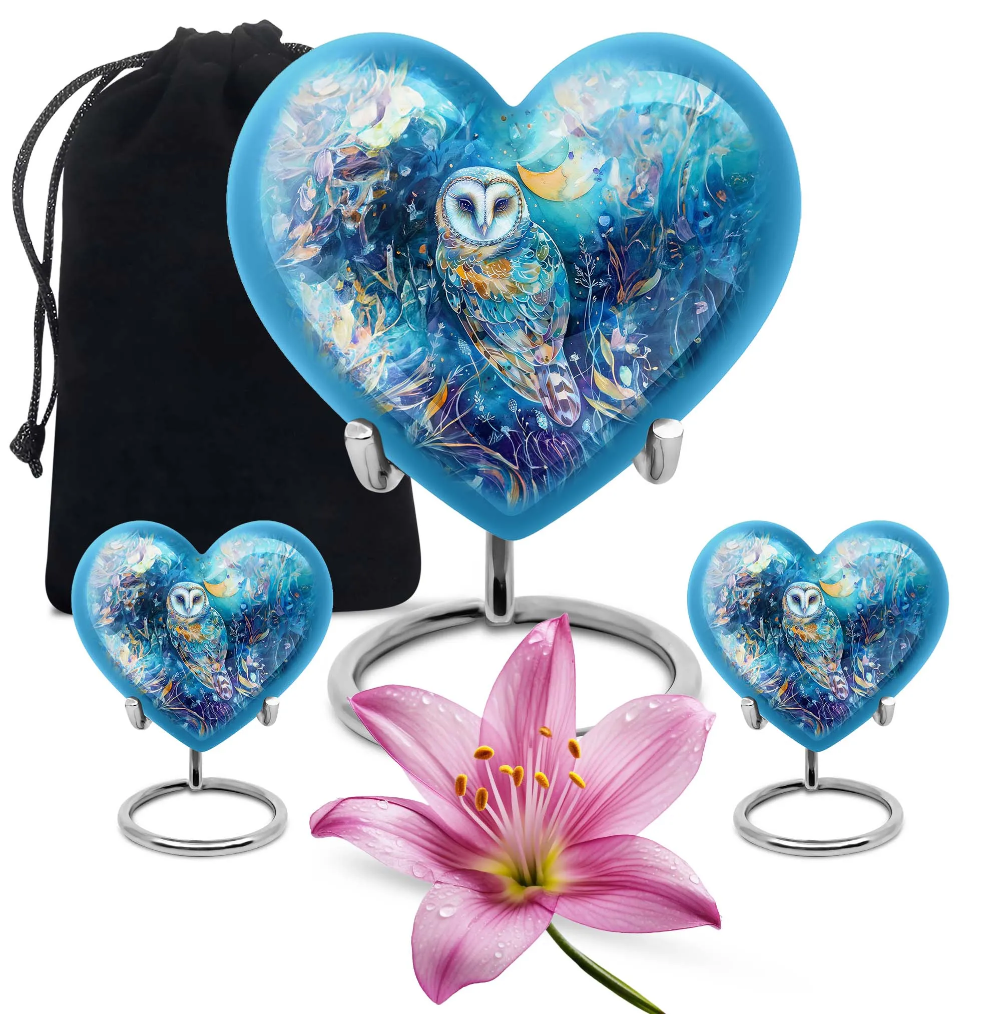 Barn Owl Heart Memorial Urn - 10 Inch Legendry Aluminium Urn