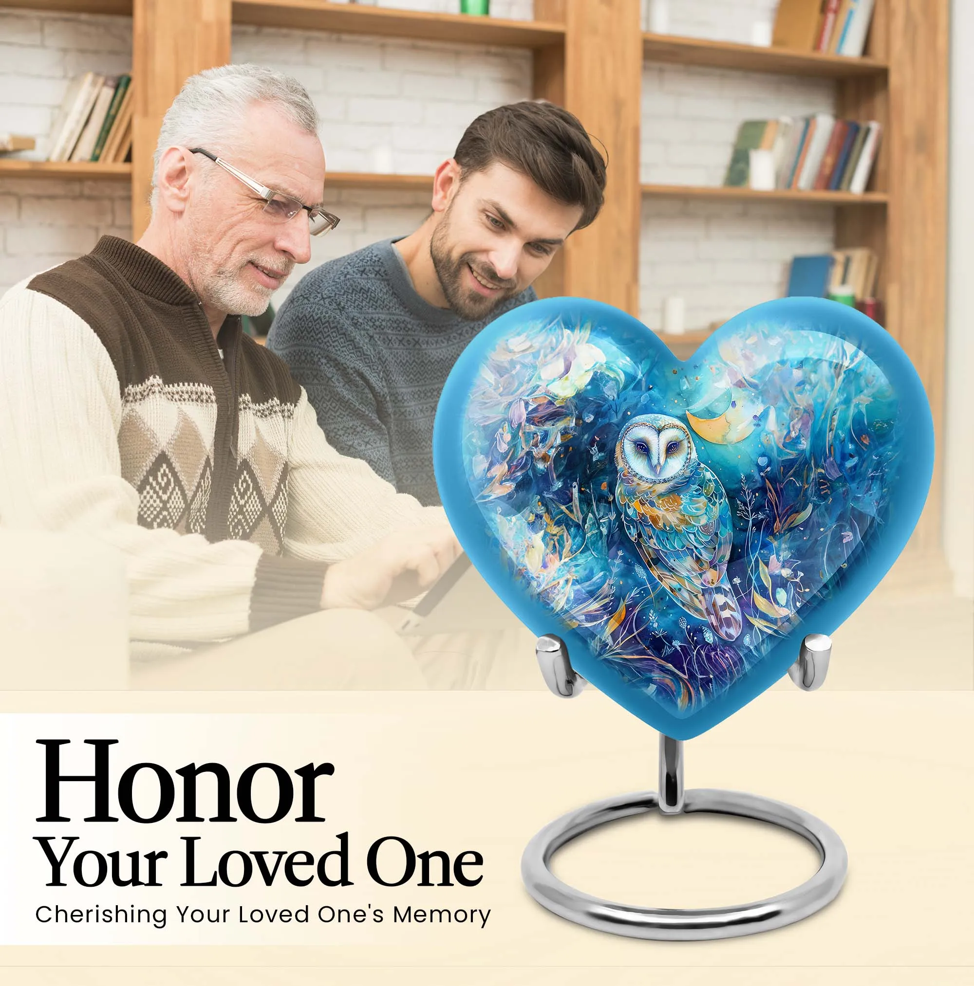 Barn Owl Heart Memorial Urn - 10 Inch Legendry Aluminium Urn