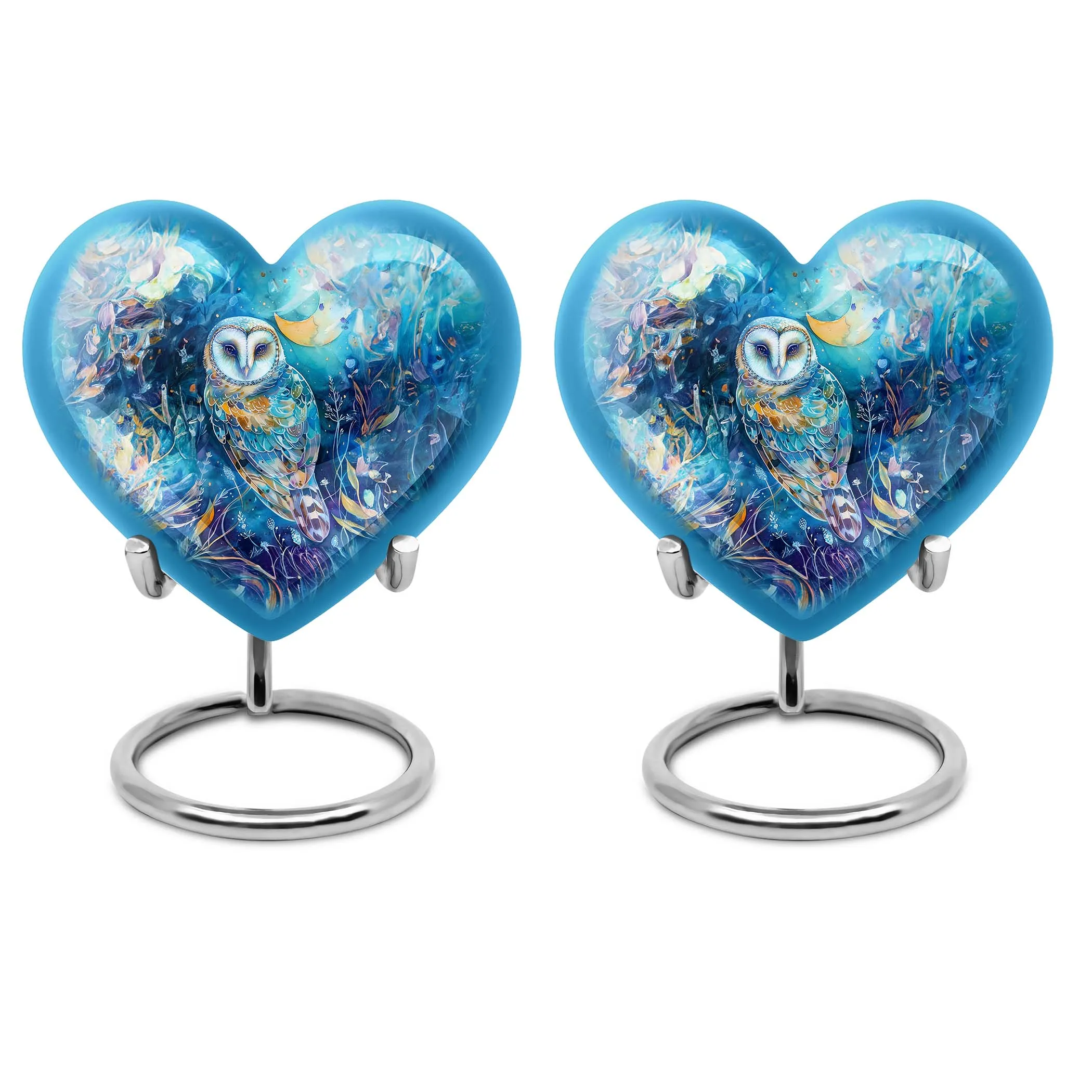Barn Owl Heart Memorial Urn - 10 Inch Legendry Aluminium Urn
