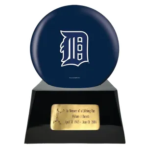 Baseball Cremation Urn with Optional Detroit Tigers Ball Decor and Custom Metal Plaque