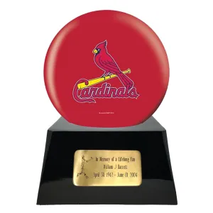Baseball Cremation Urn with Optional St Louis Cardinals Ball Decor and Custom Metal Plaque