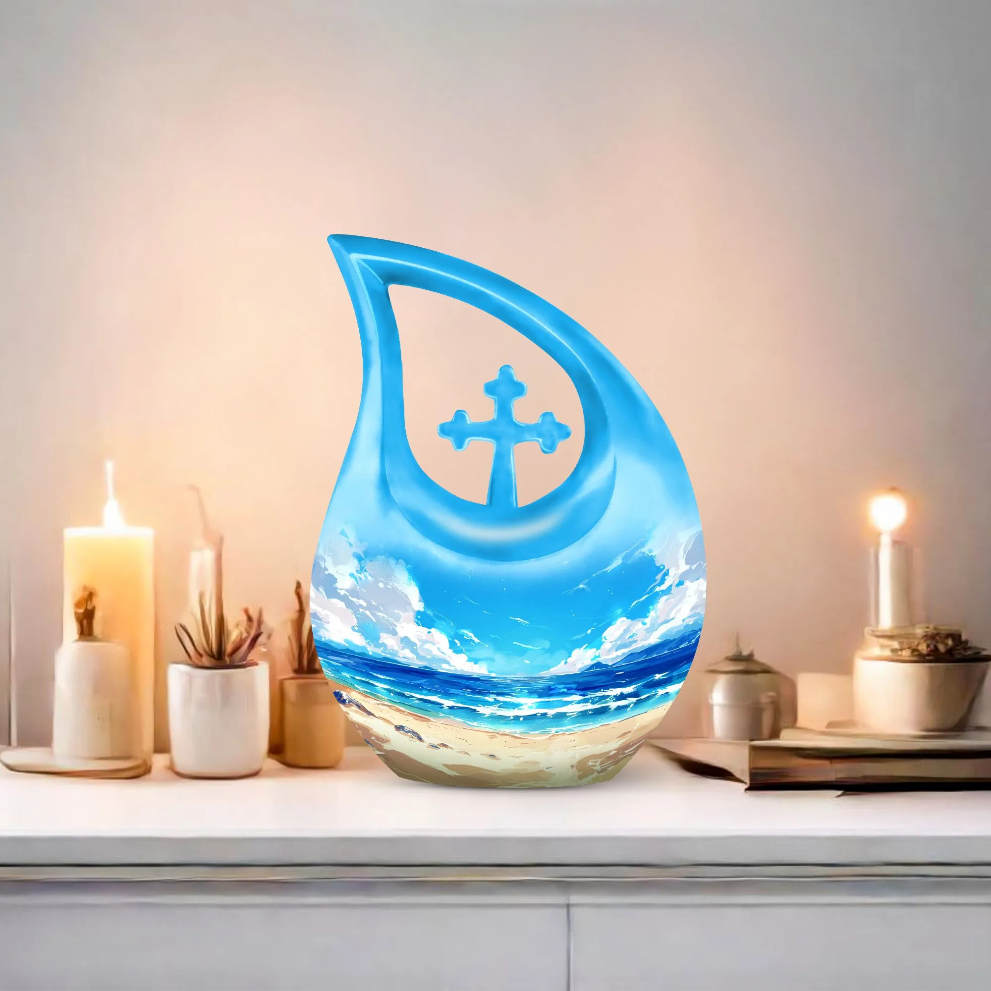 Beach Theme Cremation Urn for Preserving Precious Human Ashes