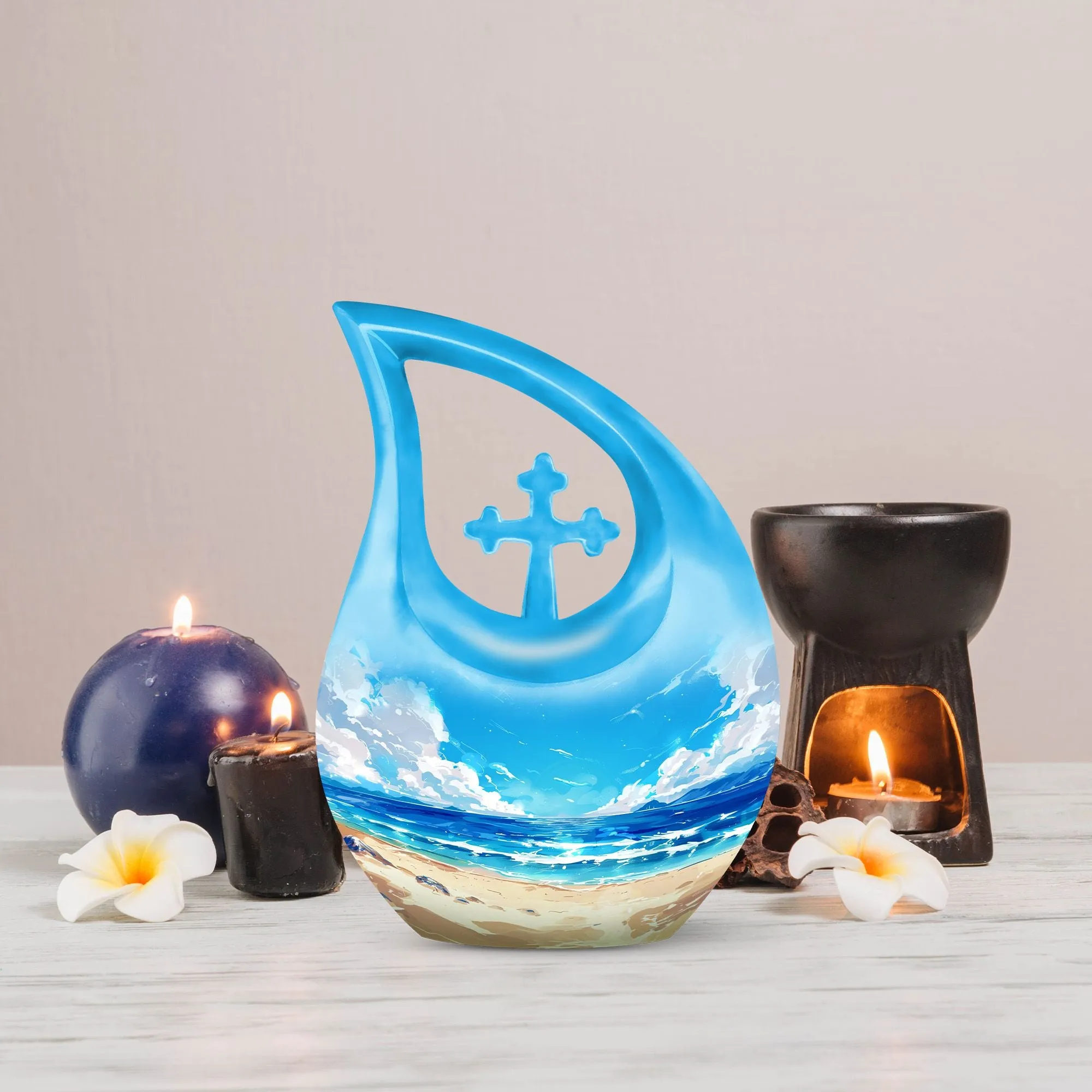 Beach Theme Cremation Urn for Preserving Precious Human Ashes