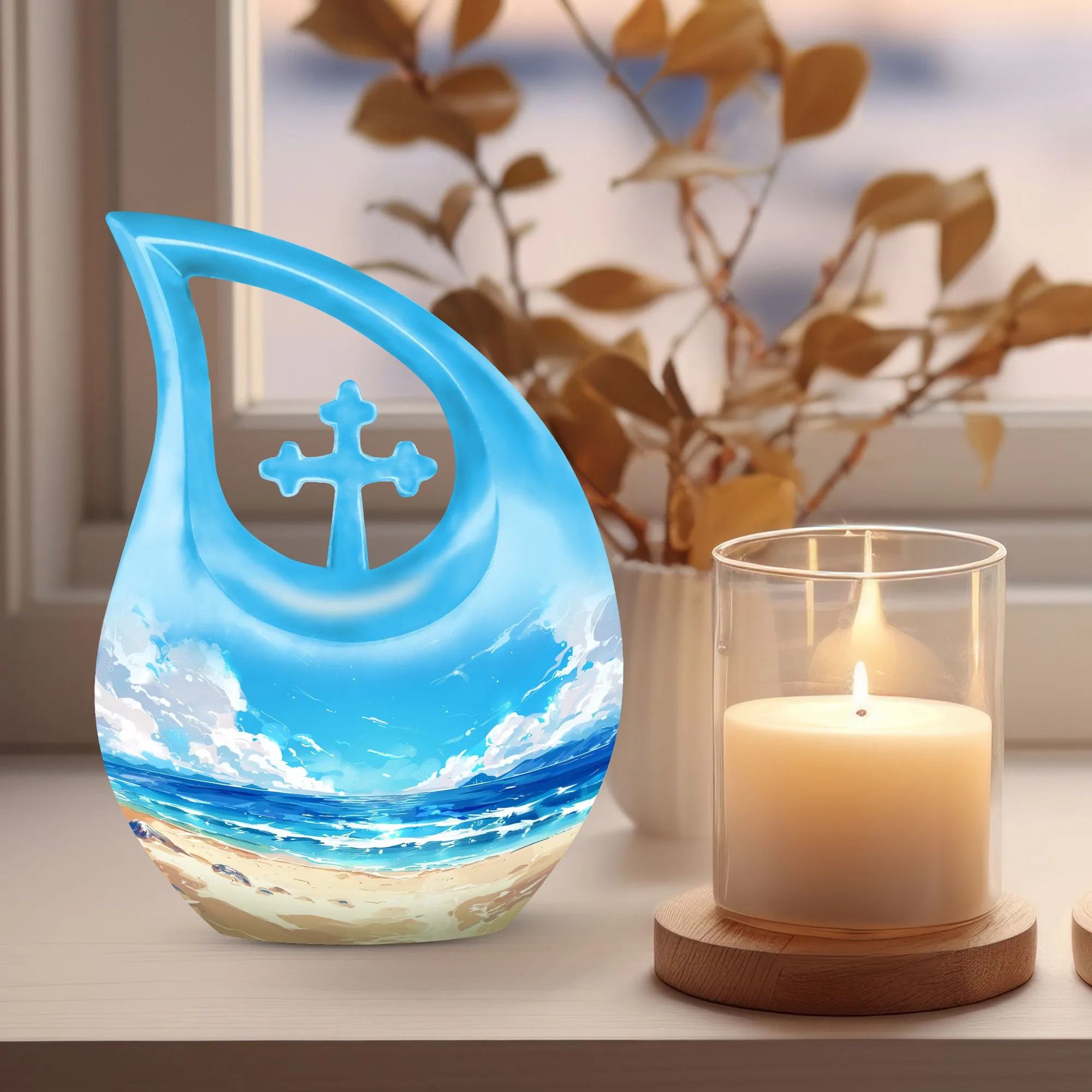Beach Theme Cremation Urn for Preserving Precious Human Ashes