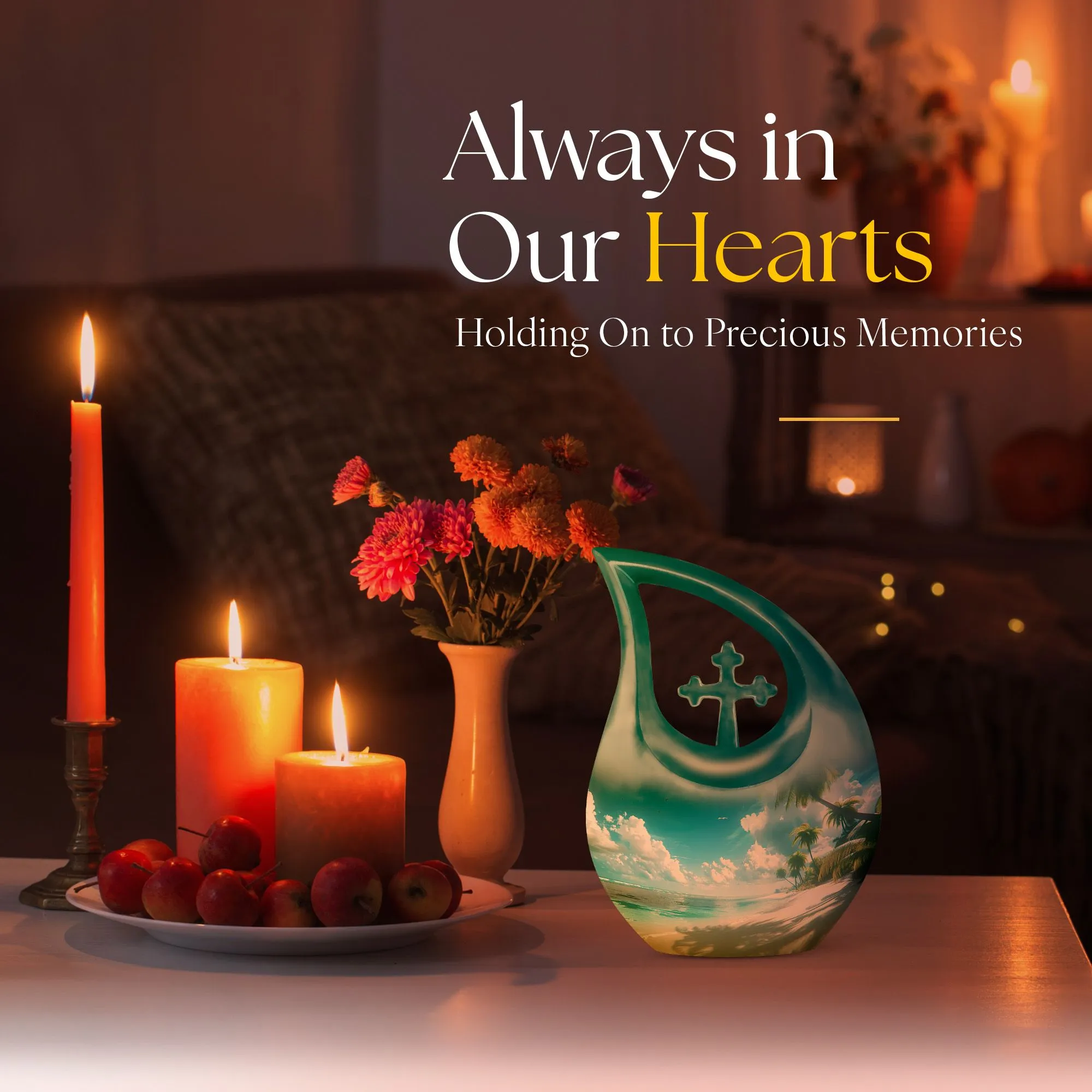 Beach Themed Cross Drop - Large and Affordable Burial and Cremation Memorial Urn