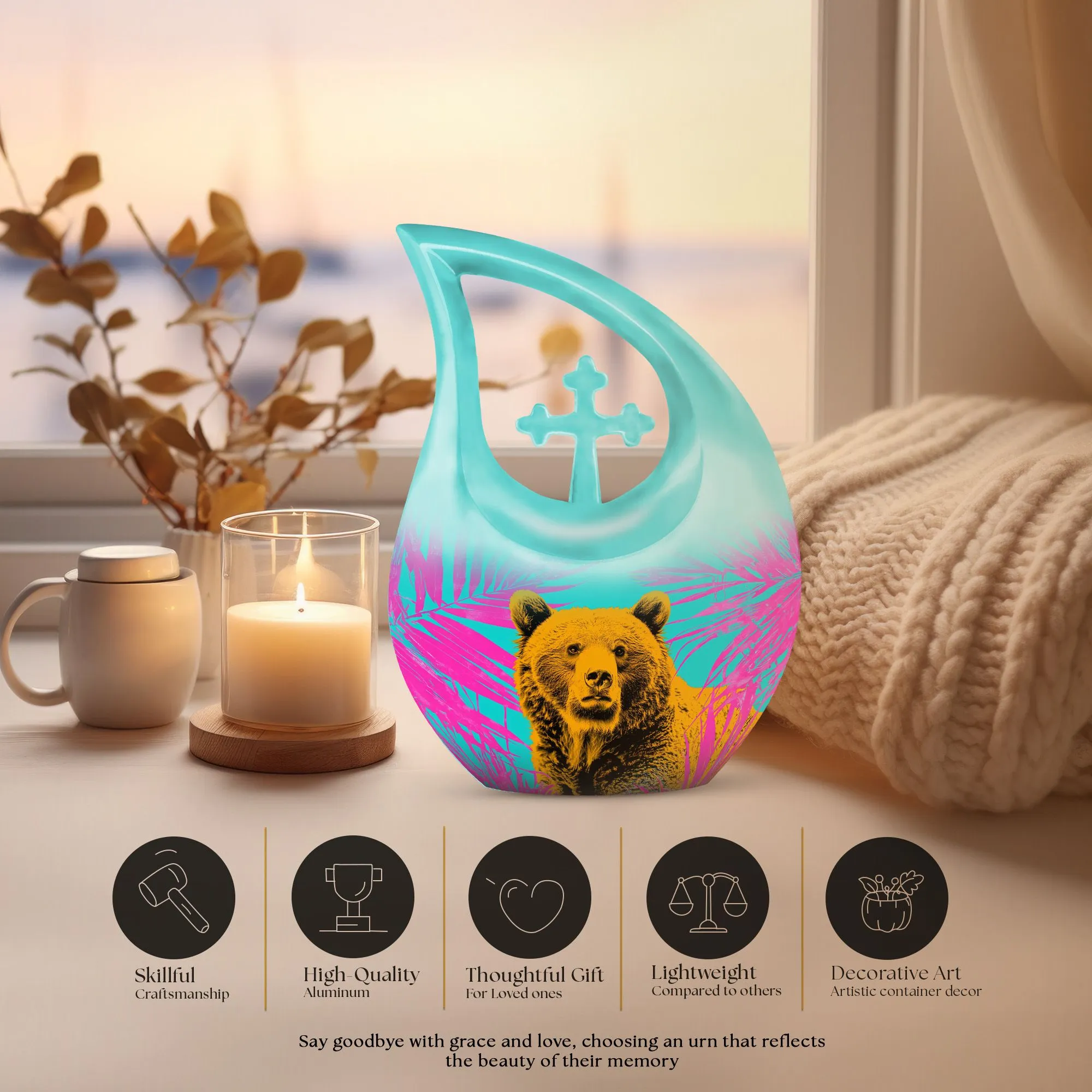 Bear Tribute Personalized Memory Urn - Loving Remembrance For Human Ashes