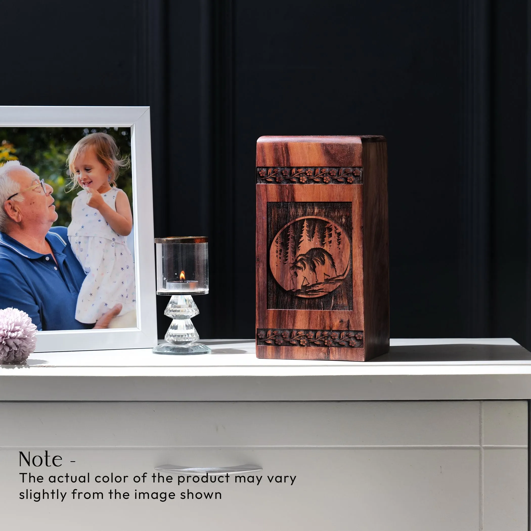 Bear Wooden Urns for Human Ashes, Suitable for Adults and Seniors