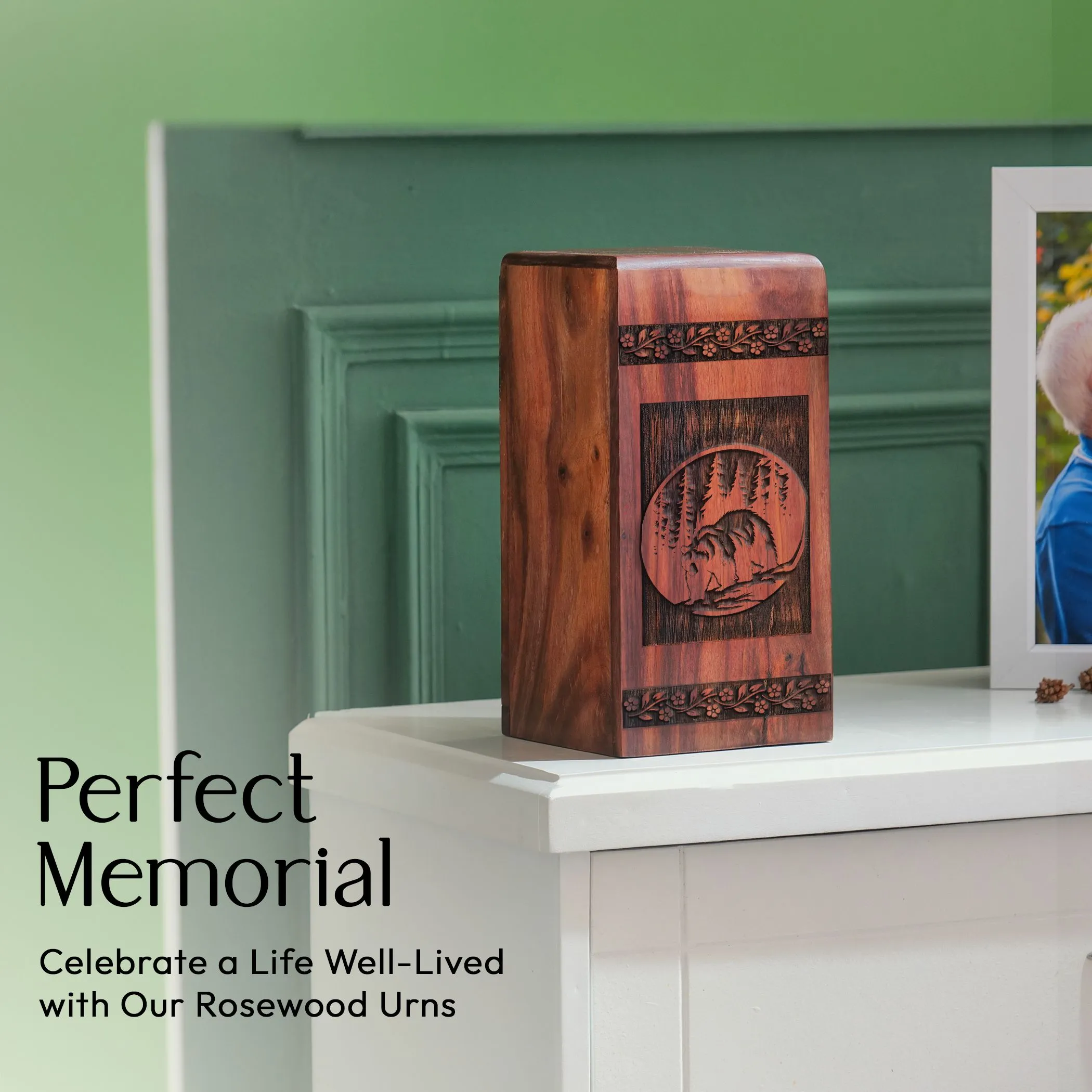 Bear Wooden Urns for Human Ashes, Suitable for Adults and Seniors