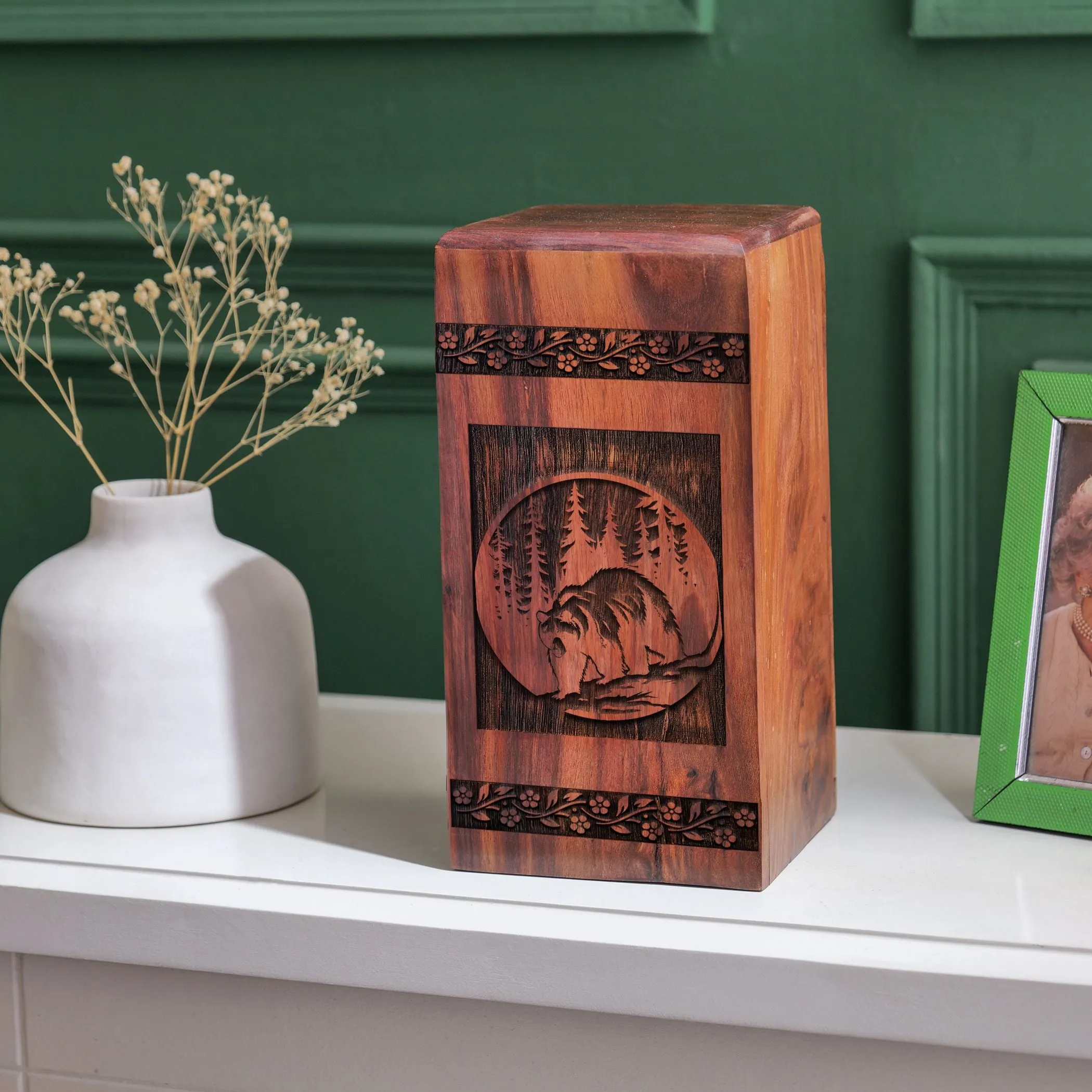 Bear Wooden Urns for Human Ashes, Suitable for Adults and Seniors