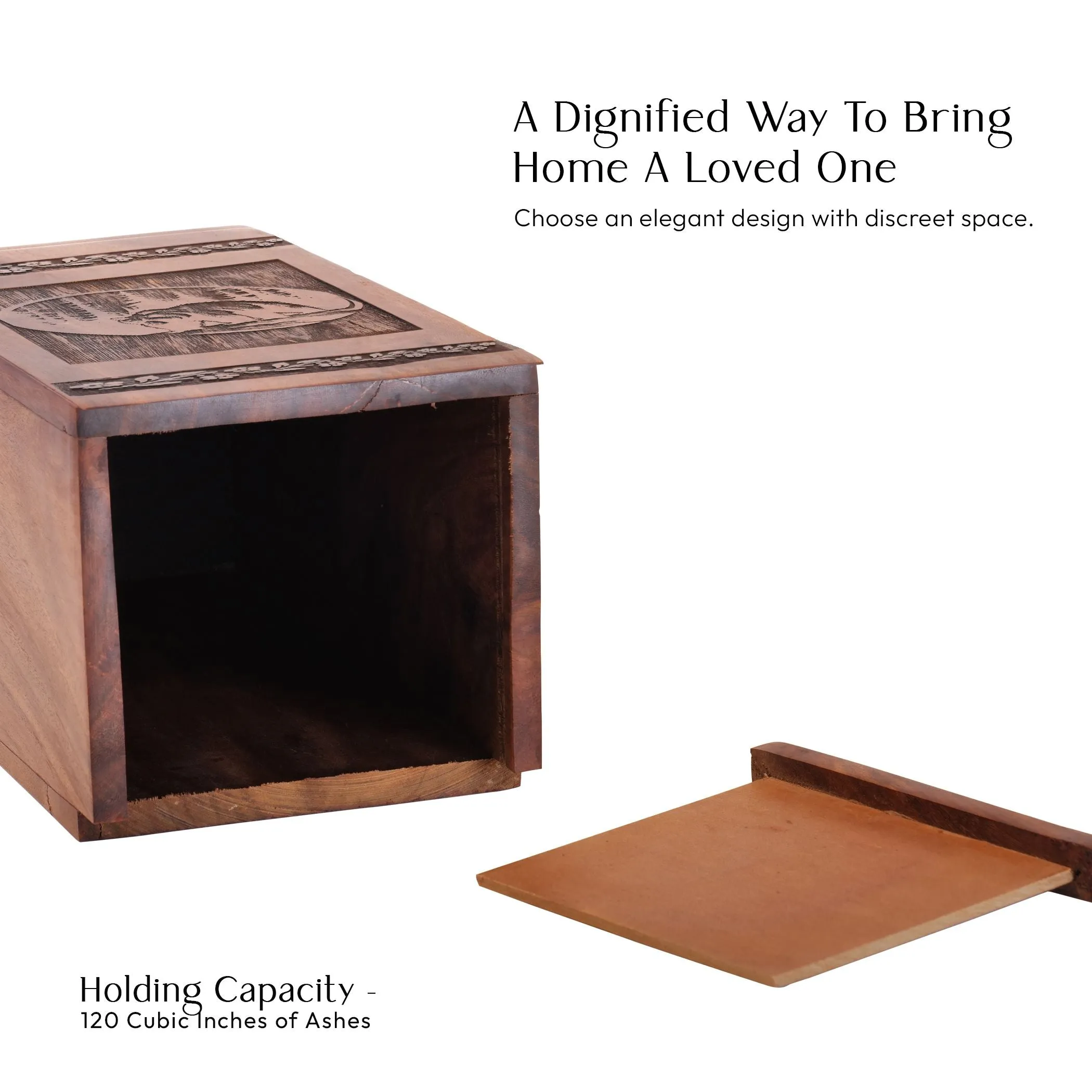 Bear Wooden Urns for Human Ashes, Suitable for Adults and Seniors