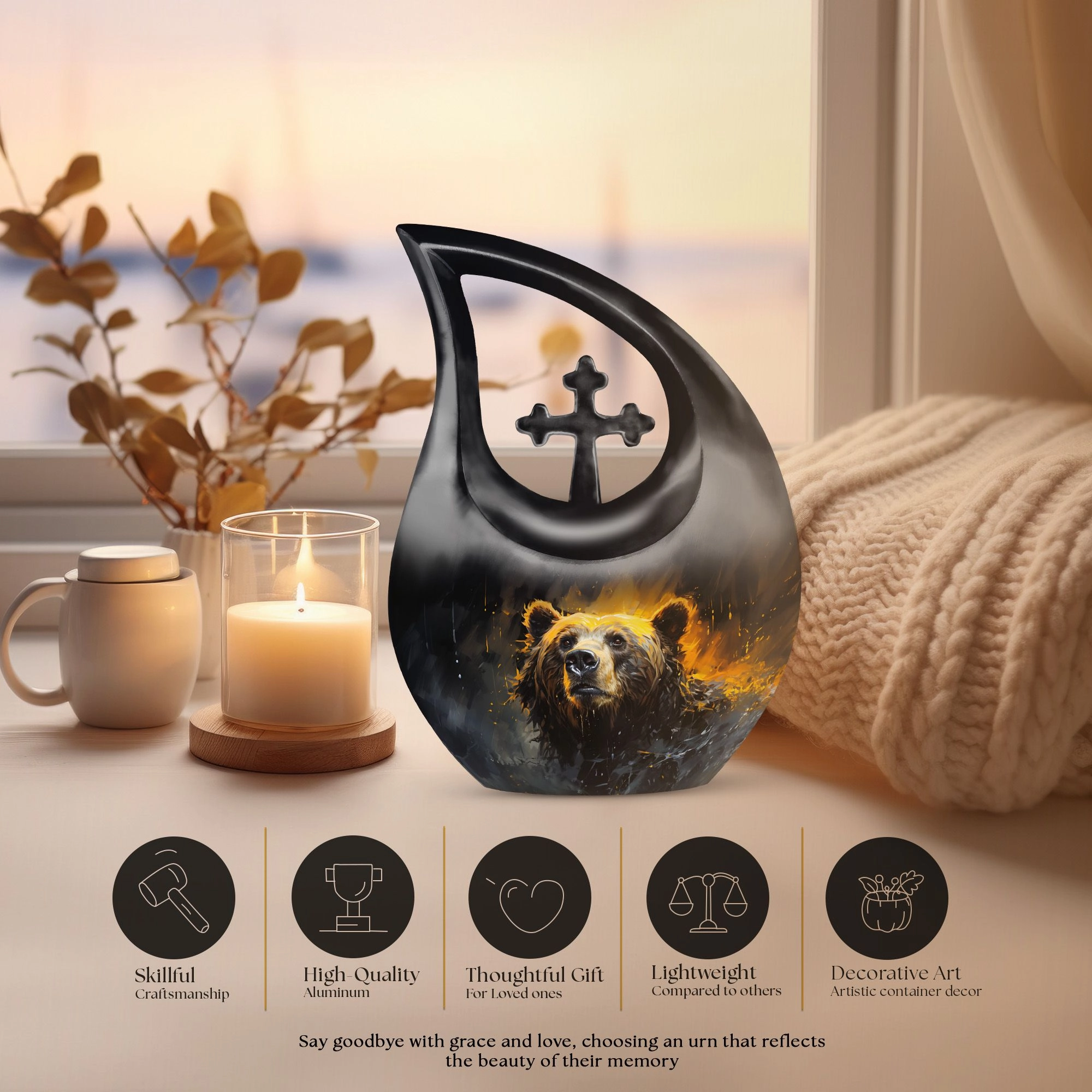 Bear Themed Cremation Urn: Keepsake Urn For Human Ashes