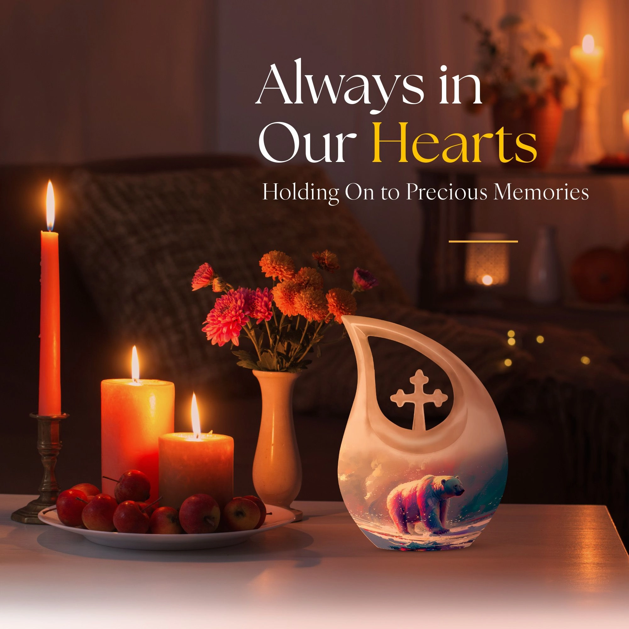 Bear-themed Tranquility Memorial Urn: A Large Peaceful Resting Place